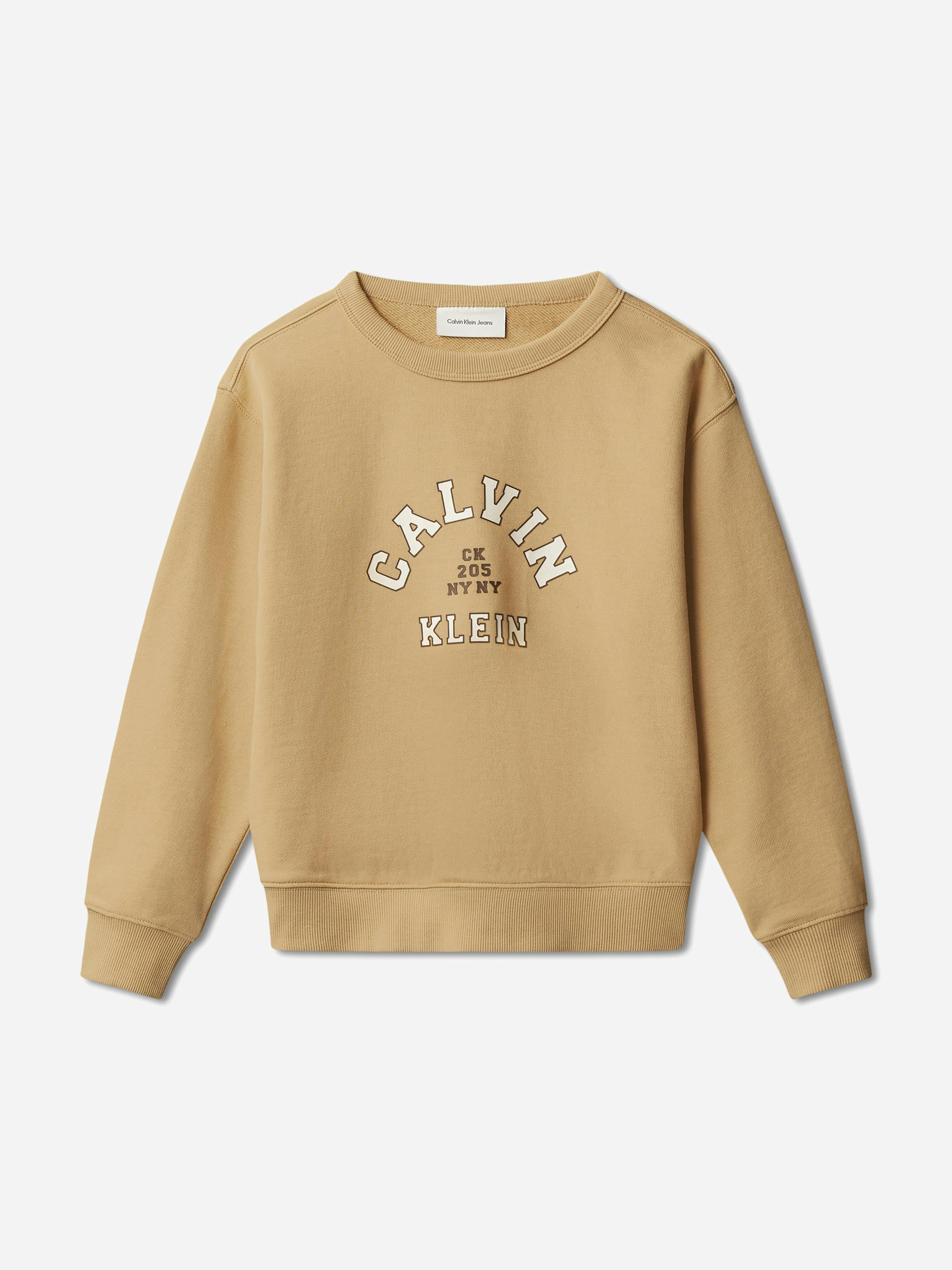 Calvin Klein Boys Beige Varsity Sweatshirt In - 16 Yrs