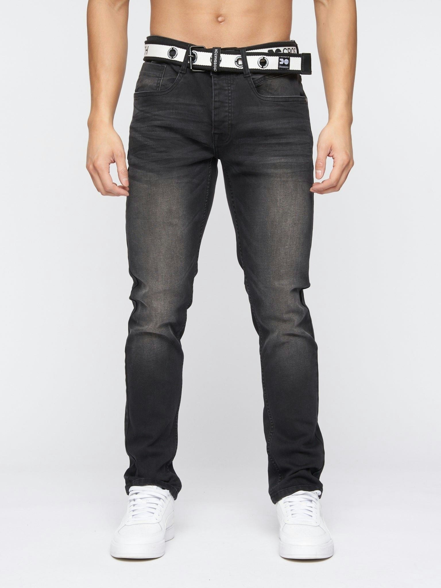 Crosshatch Black Barbeck Slim Fit Denim Jeans Wash - W32 L32