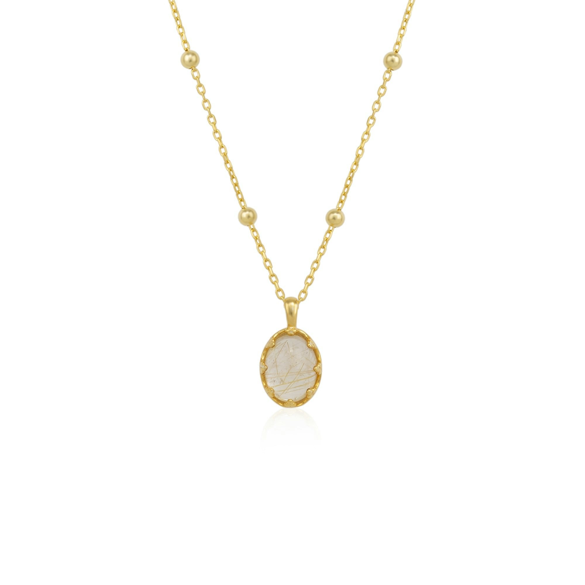 Spero London Silver Moonstone Sterling Pendant Necklace With Beaded Chain - Transparent - Transparent
