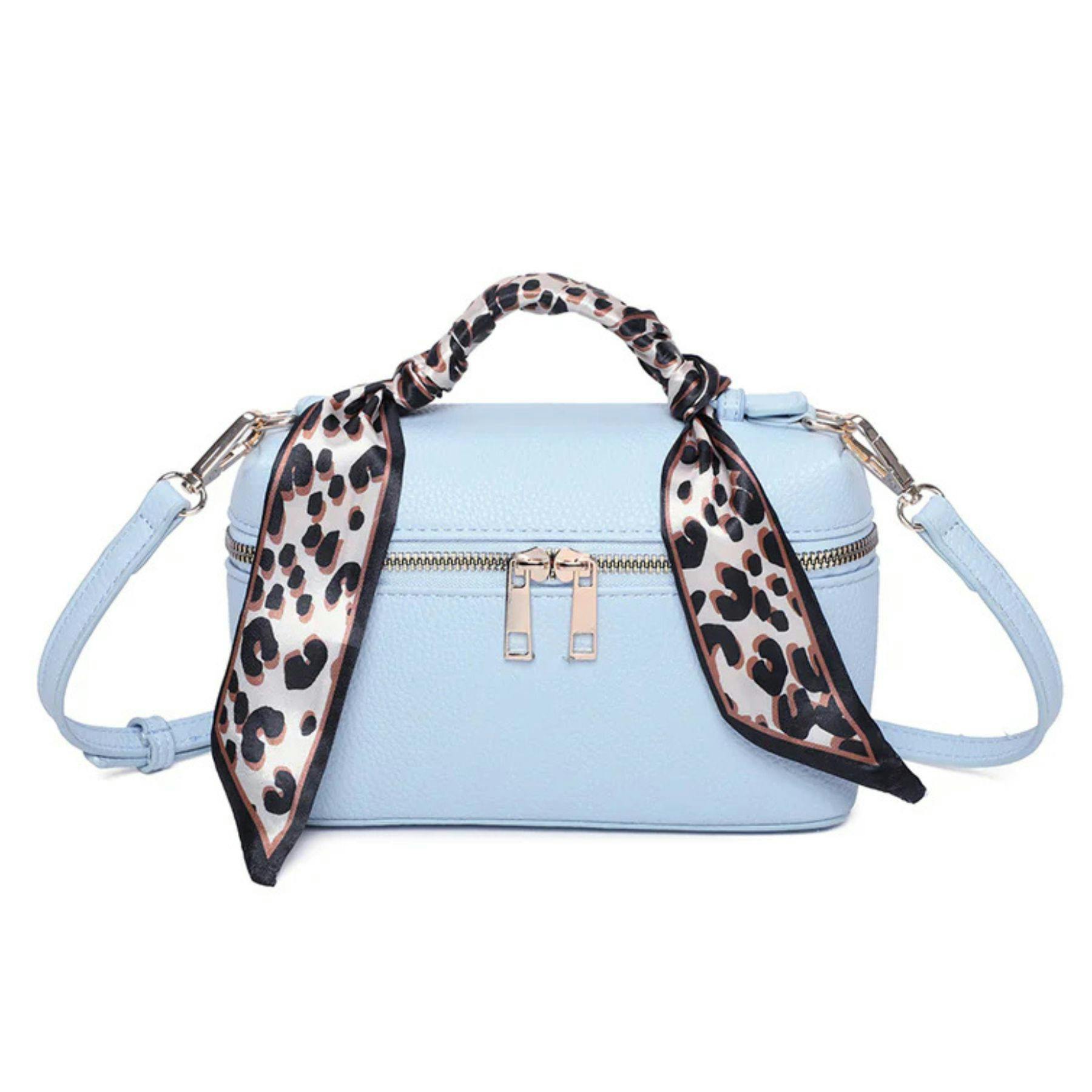 Love Emvy Gold Leopard Metro Makeup /Crossbody Bag - Bluebell