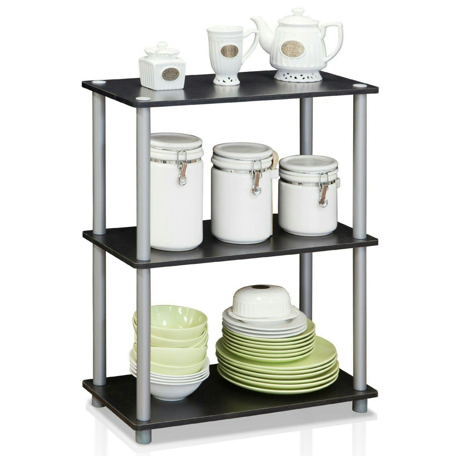 Rackhams Black/Grey Elegant Turn-N-Tube 3-Tier Compact Multipurpose Shelf Display Rack, For Bedroom