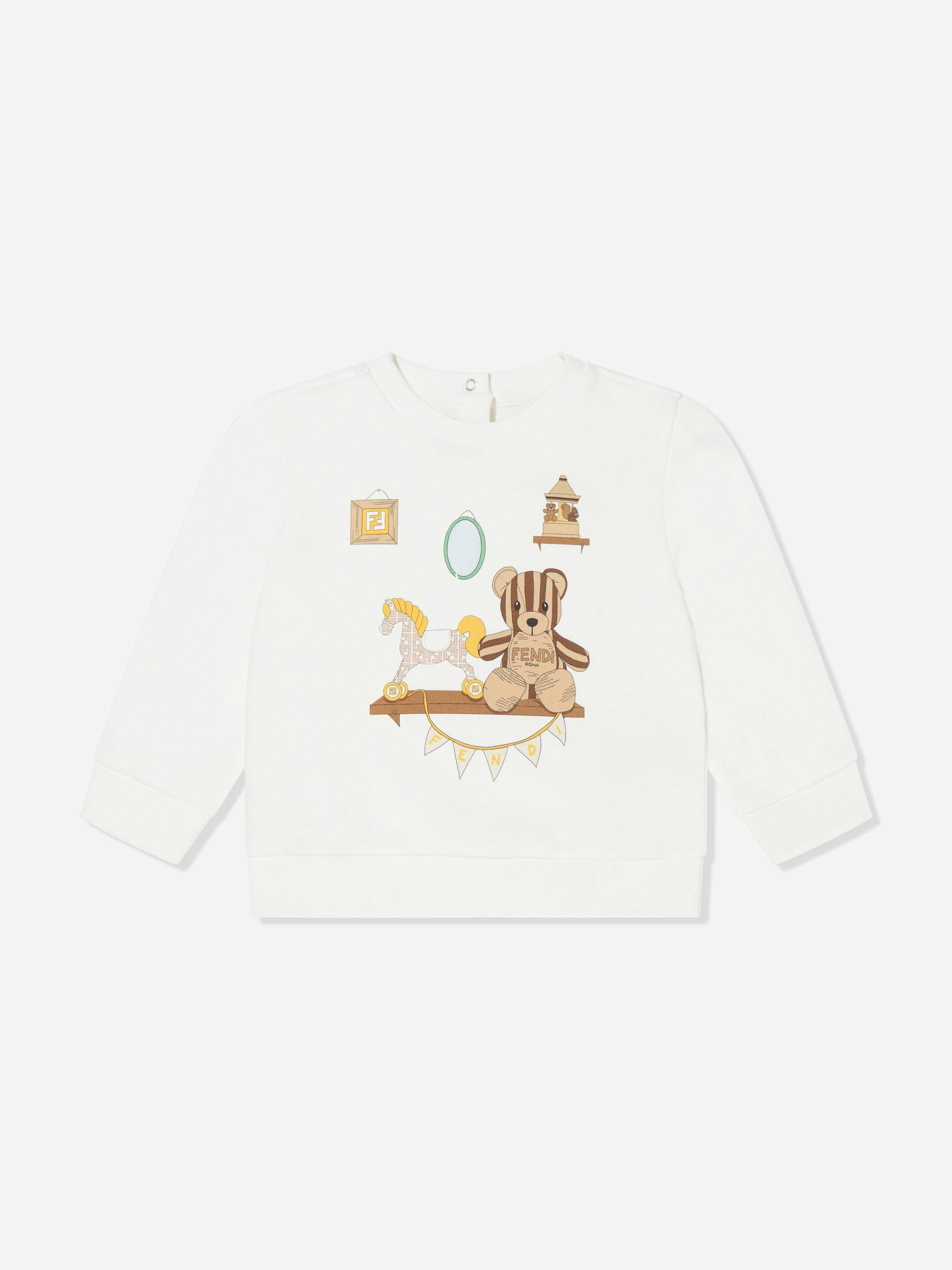 Fendi Kids Boys White Fendi Baby Playroom Sweatshirt In - 36 Mths