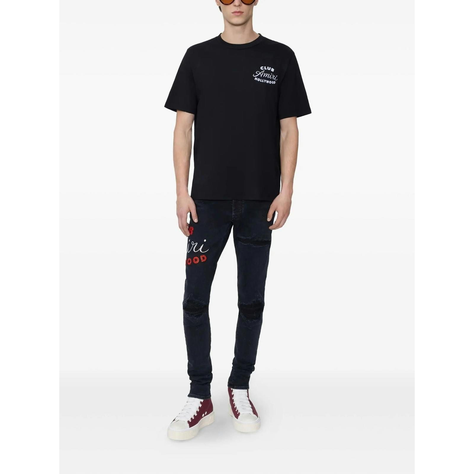 Amiri Black Club Logo T-Shirt In - Xxl