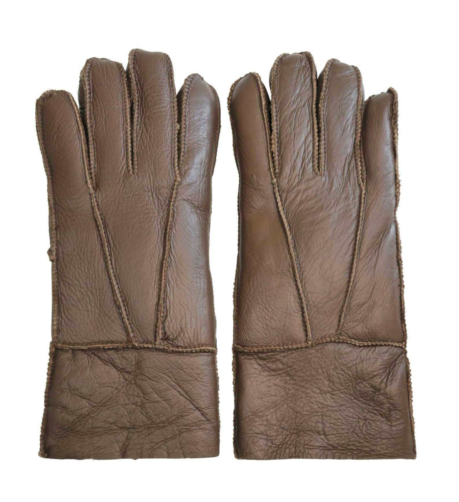 Infinity Leather Unisex Brown Sheepskin Leather Gloves With Roll Up/Down Cuff - 3XL