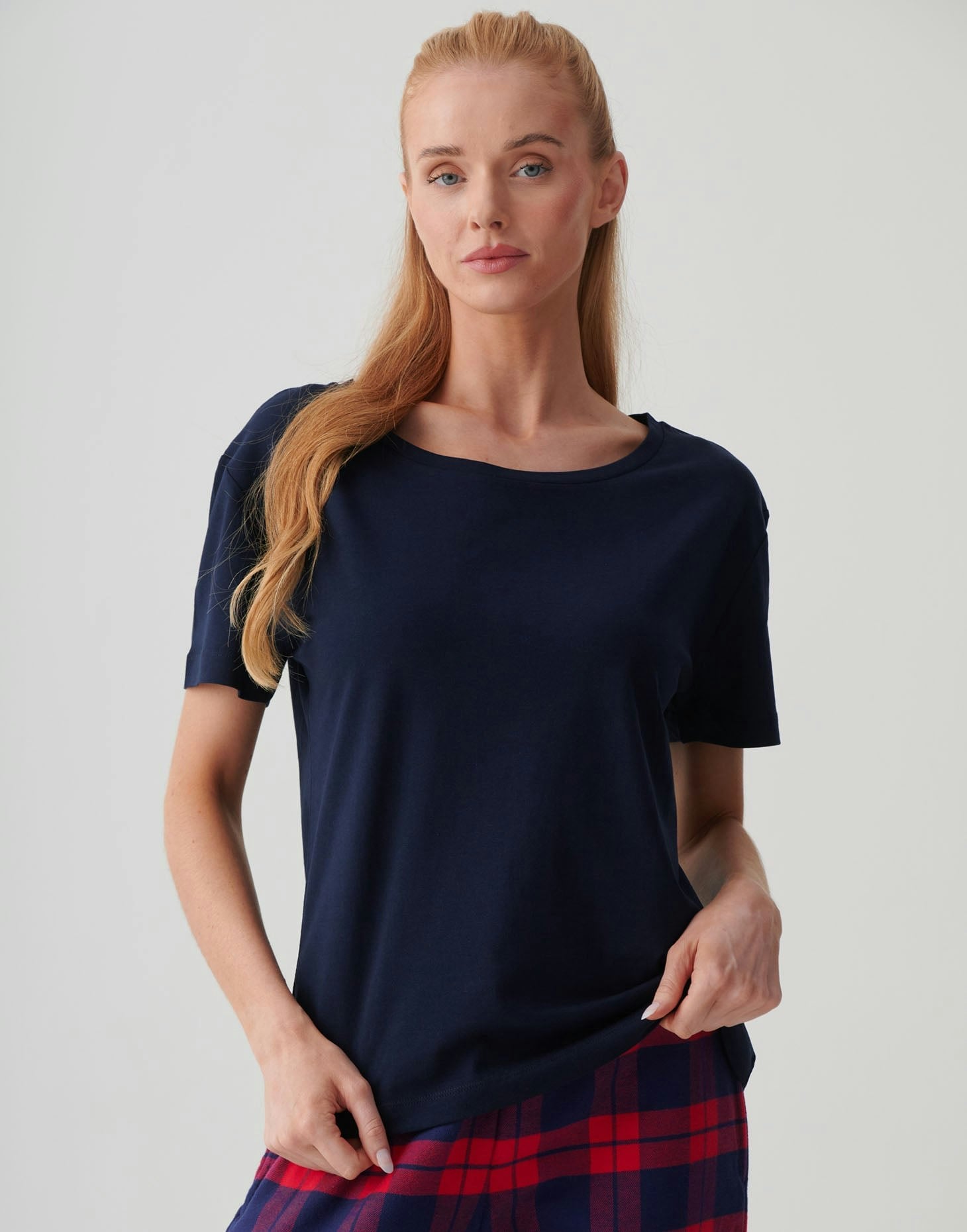 British Boxers Women's Organic Cotton Scoop Neck T-Shirt - French Navy - Medium