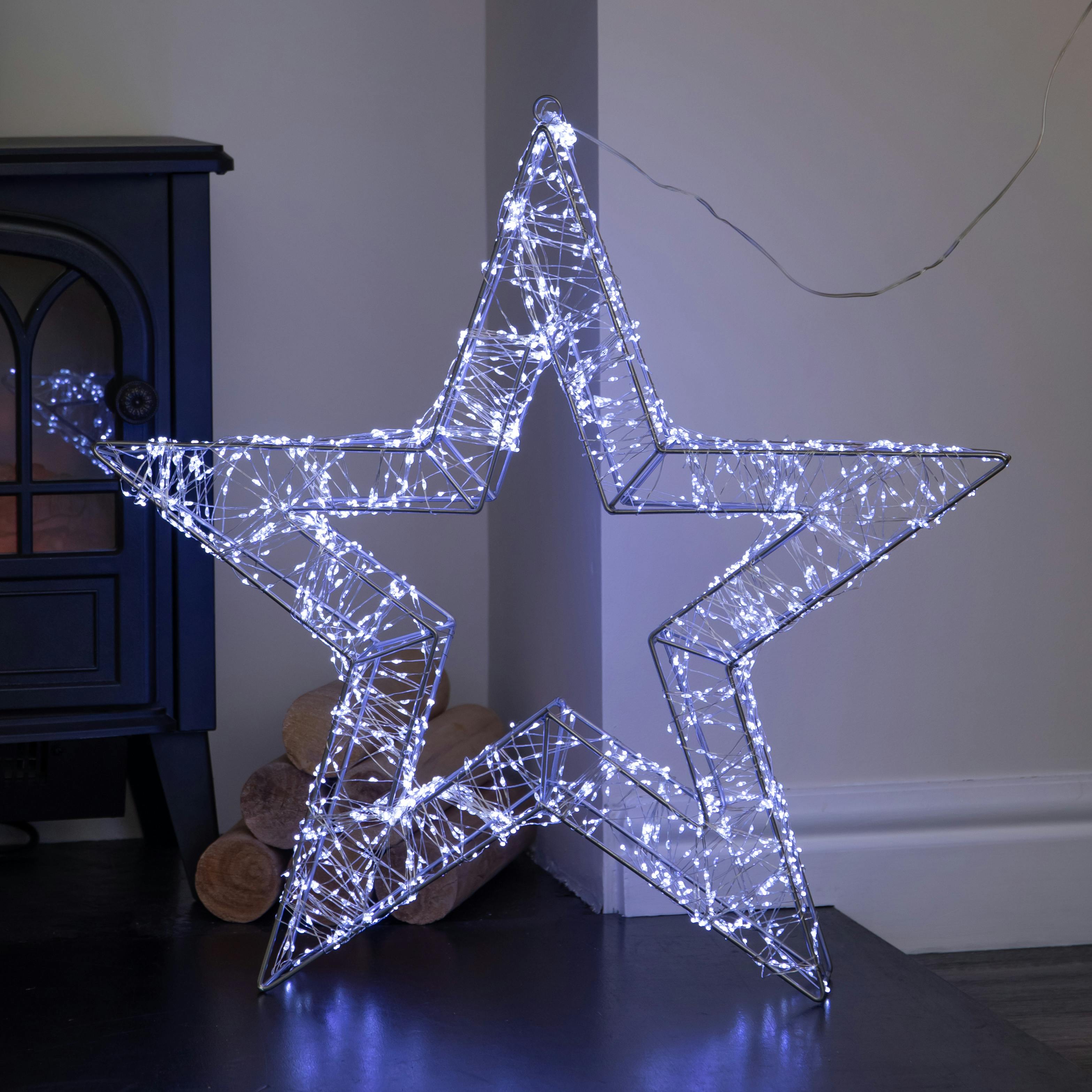 Samuel Alexander 58Cm Silver Galaxy Star Christmas Decoration With Cool White Leds - Silver - Image 3