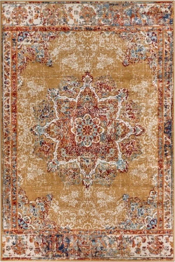 Rackhams Yellow Orient Maderno Medallion Design Rug - 57X90 Cm