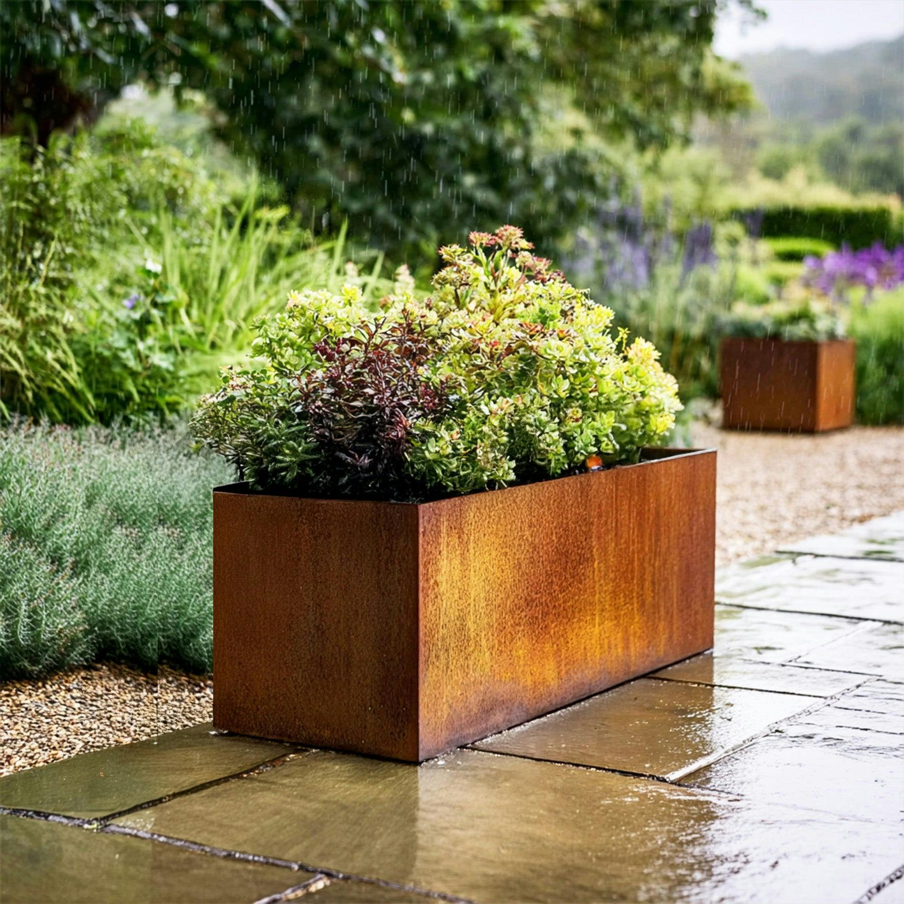 Nicoman Corten Steel Trough Planter Pre-Rusted 80Cm X 30Cm