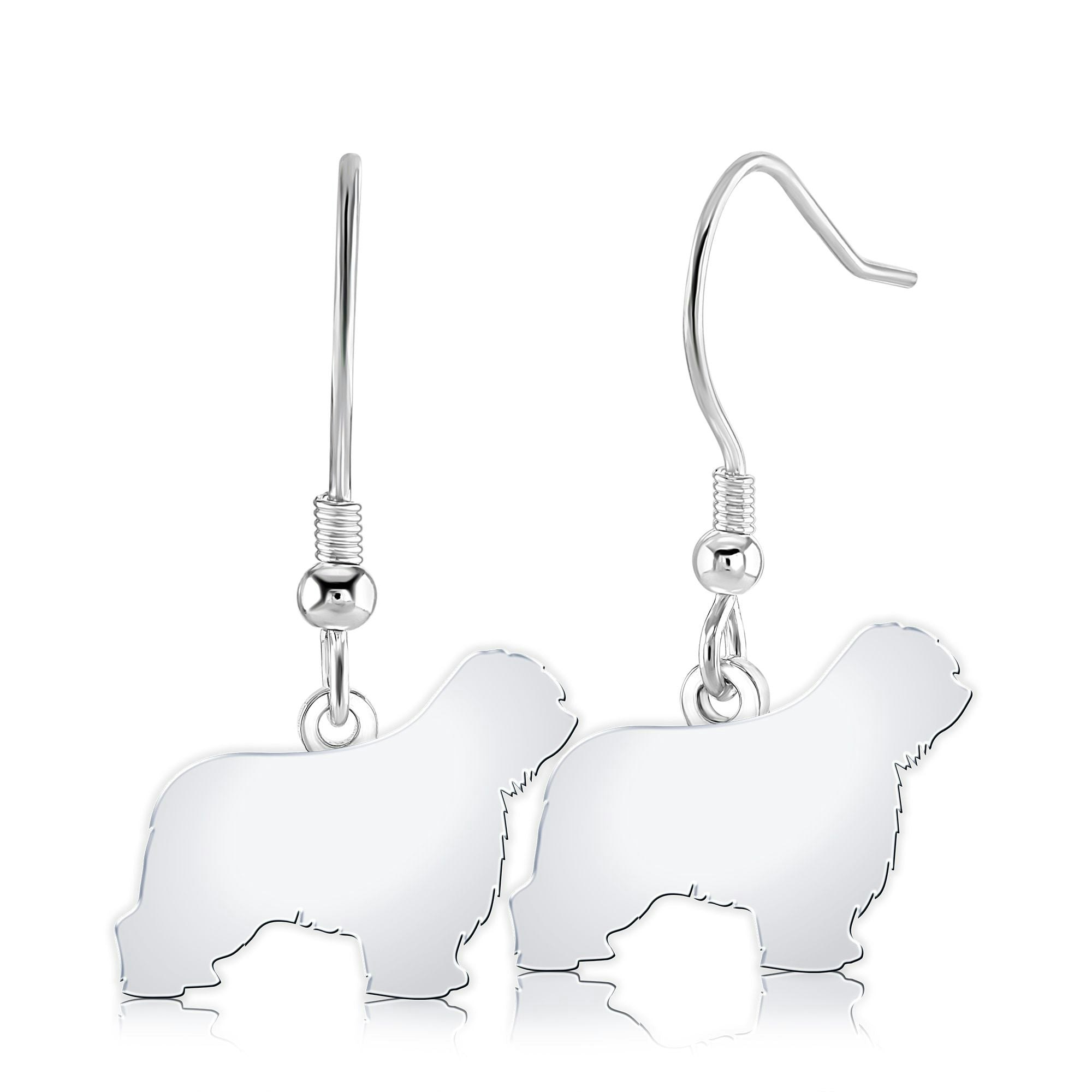Mylee London Silver Polish Lowland Sheepdog Silhouette Earrings - No - Hook