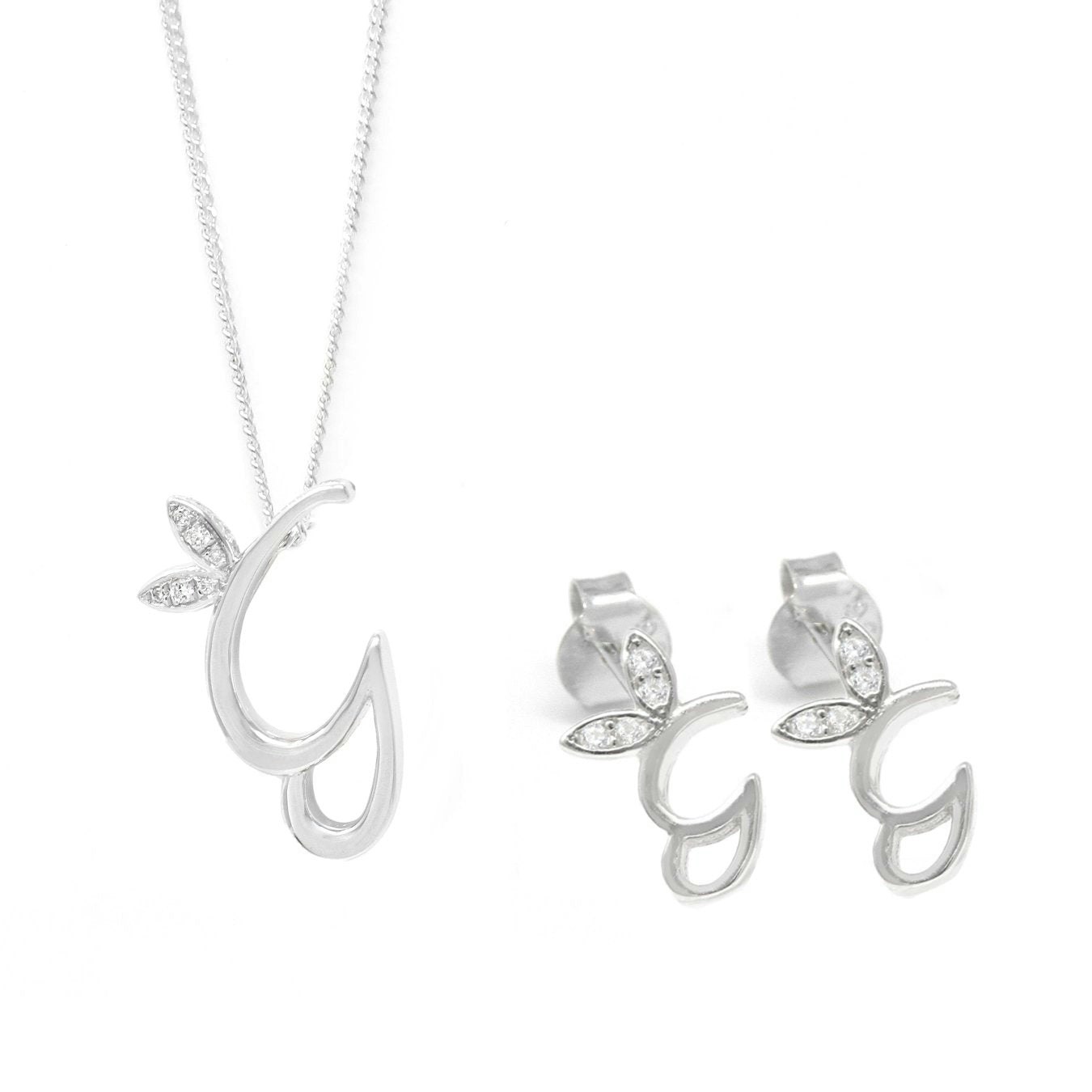 Say It With Silver Winged Initial Earring Gift Set - G