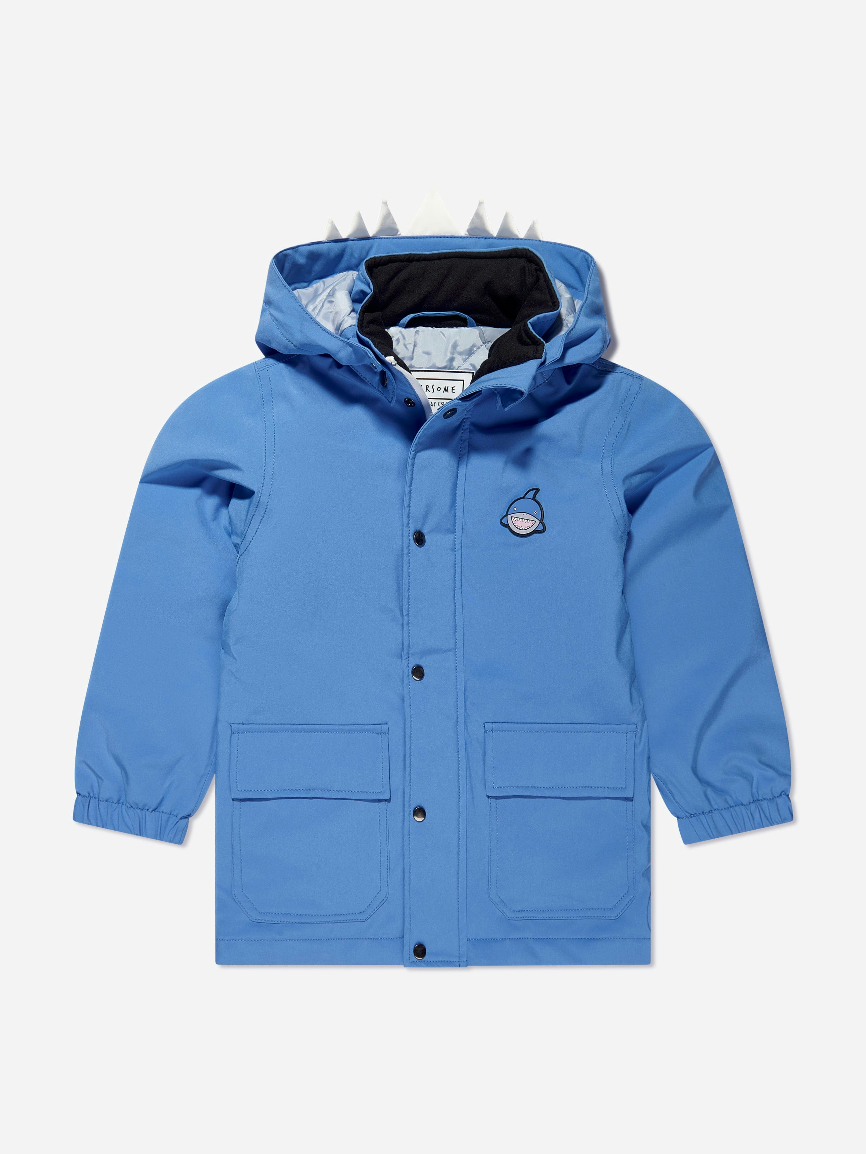 Roarsome Boys Blue Reef The Shark Waterproof Coat In - 1 - 2 Yrs
