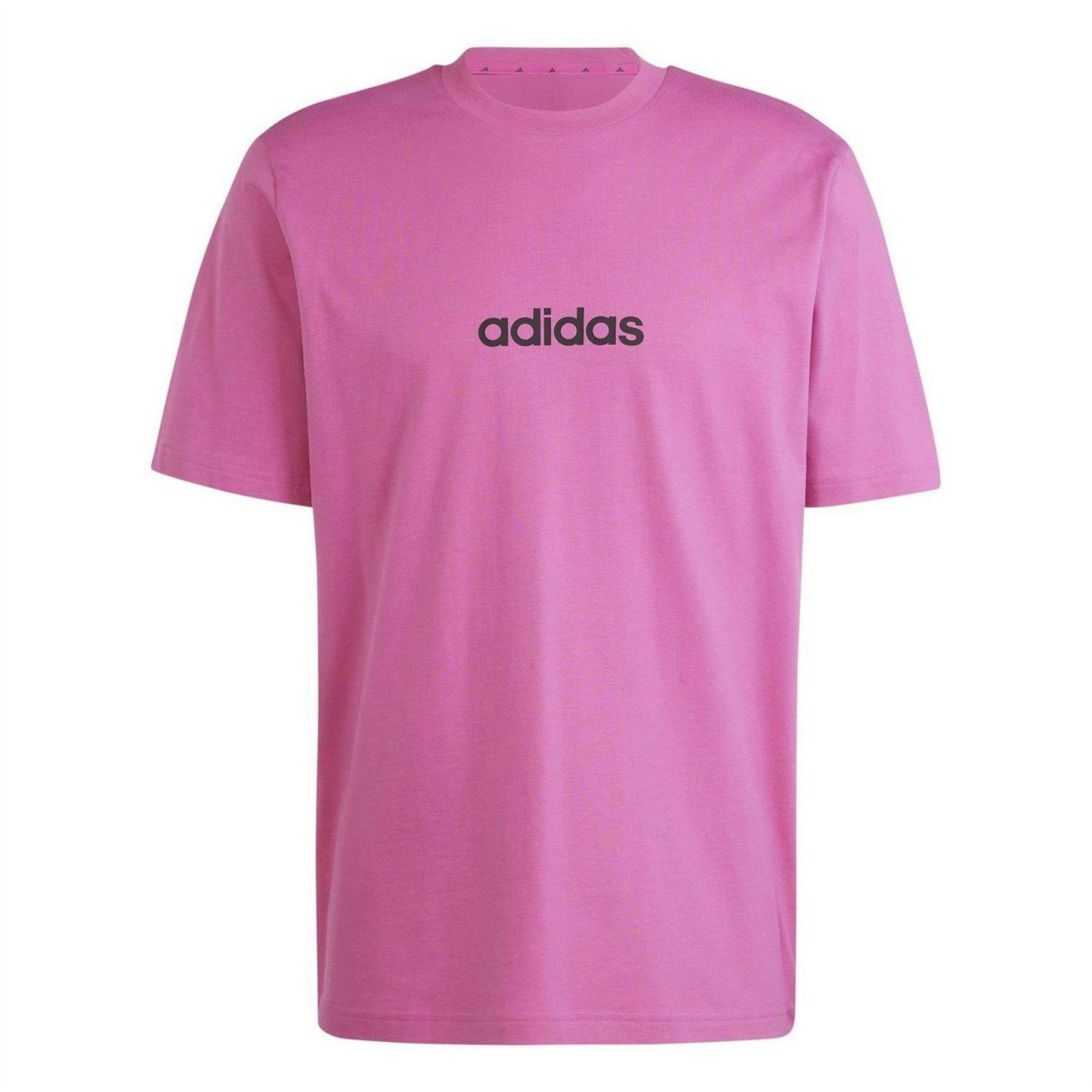 Adidas Men's Fuchsia Logo Cotton T-Shirt - S - 100% Cotton