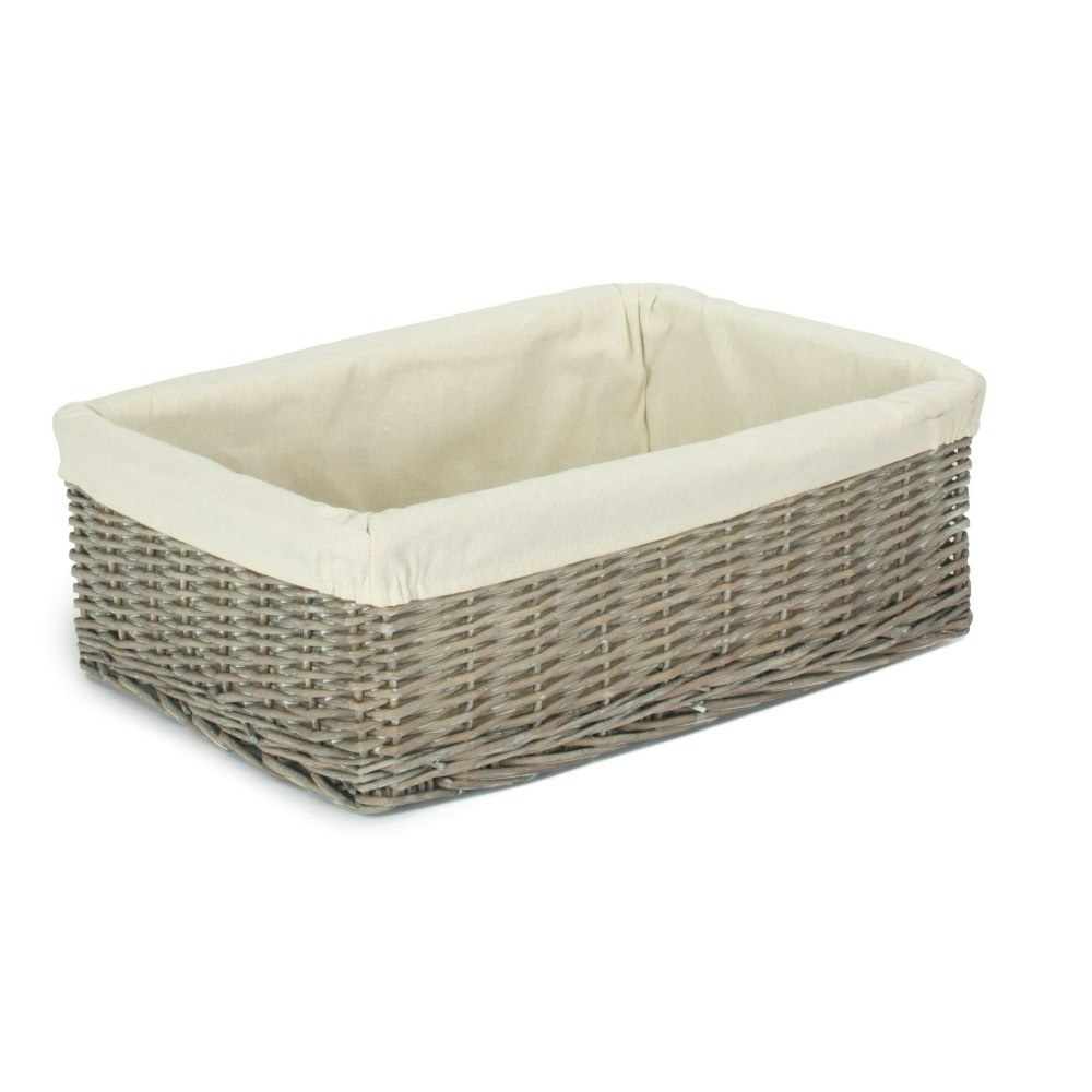 Red Hamper Red/Grey Hamper Wicker Wash Lined Storage Tray - Large