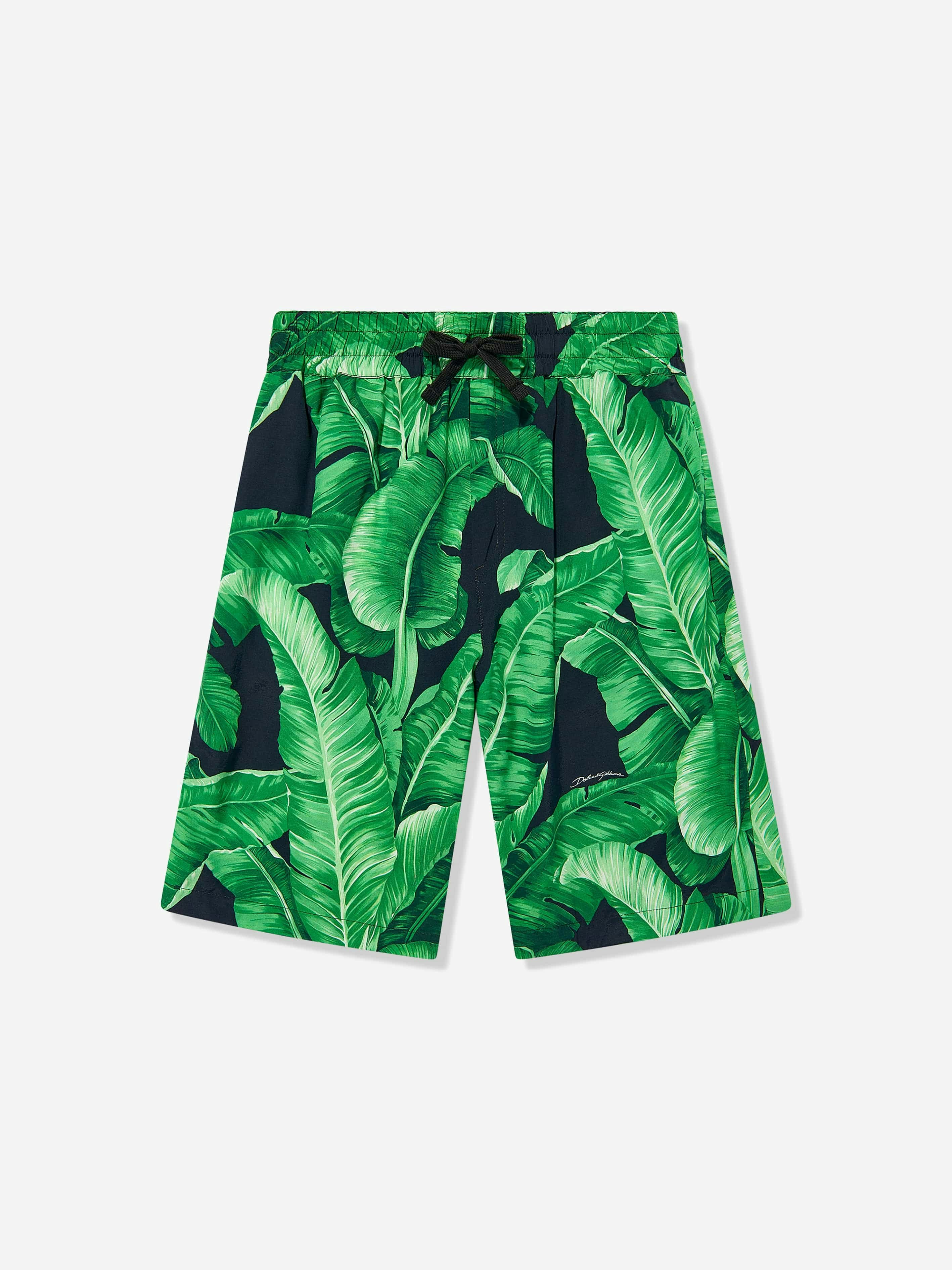 Dolce & Gabbana Kids Boys Green Dolce & Gabbana Banana Leaf Bermuda Shorts In - 12 Yrs