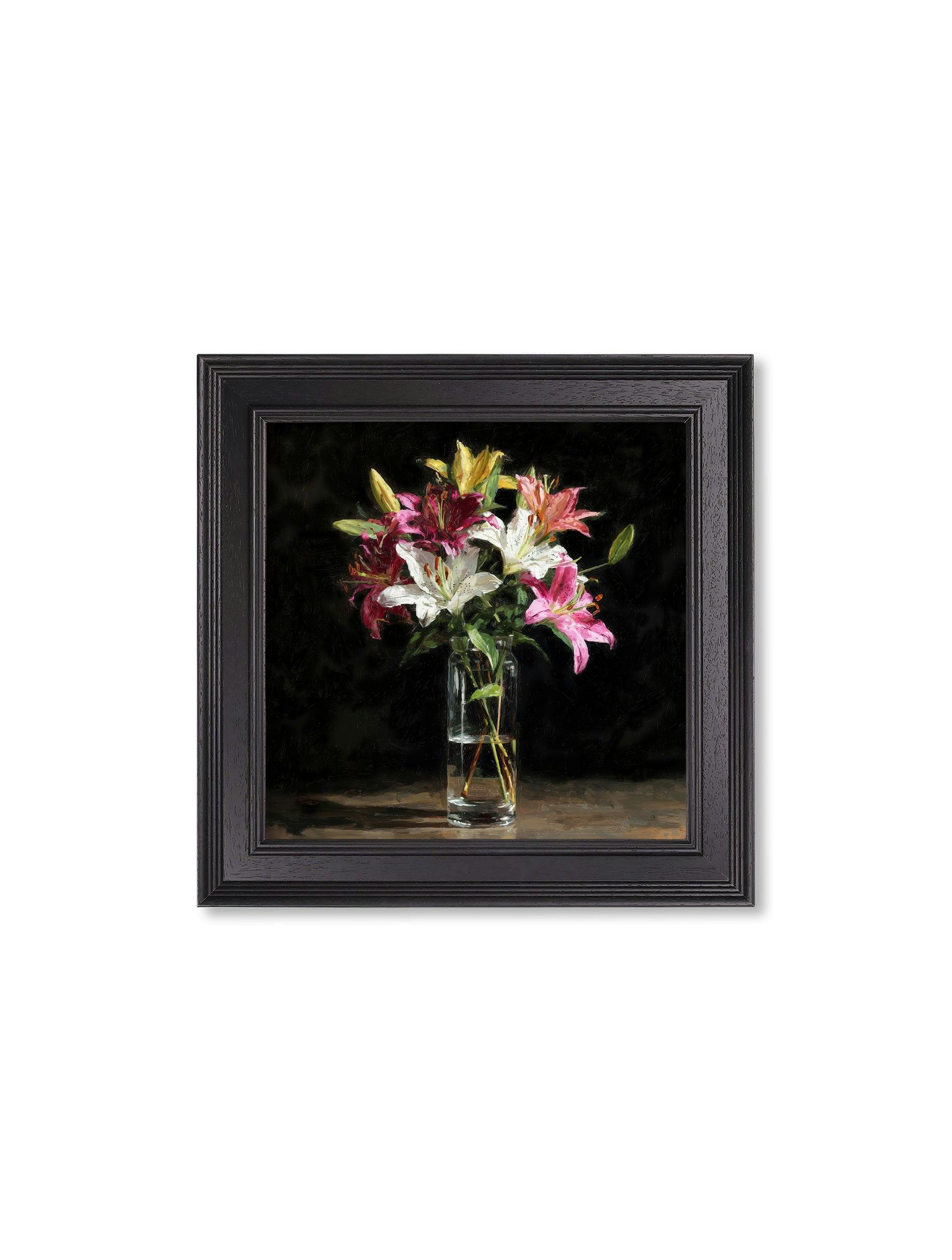 Rackhams Dark/Black Blush Lilies After - Hurstwood Square Frame - Lilies After - 44 X 44 Cm