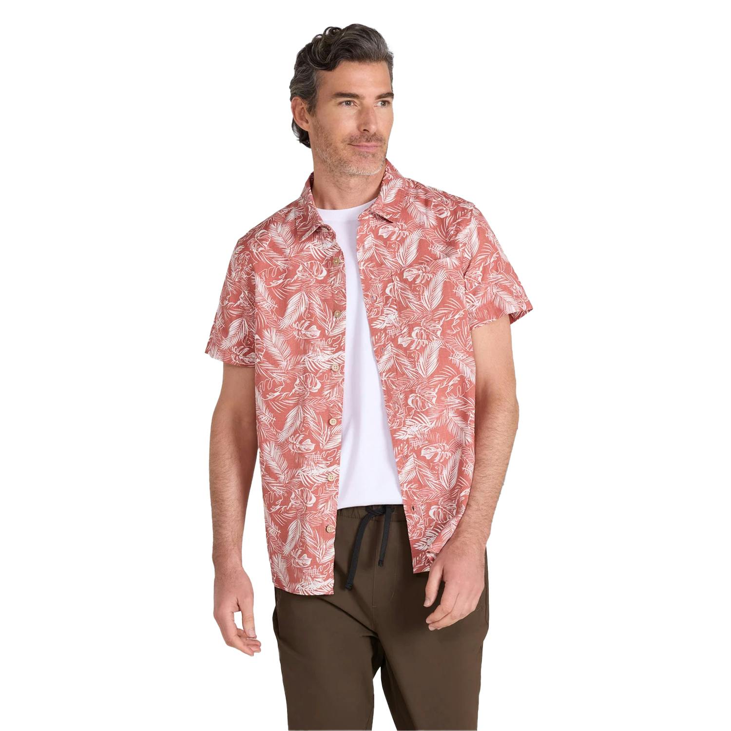 Mountain Warehouse Men's Tropical Leaves Short-Sleeved Shirt - Rust - 4XL - Rust - 100% Cotton