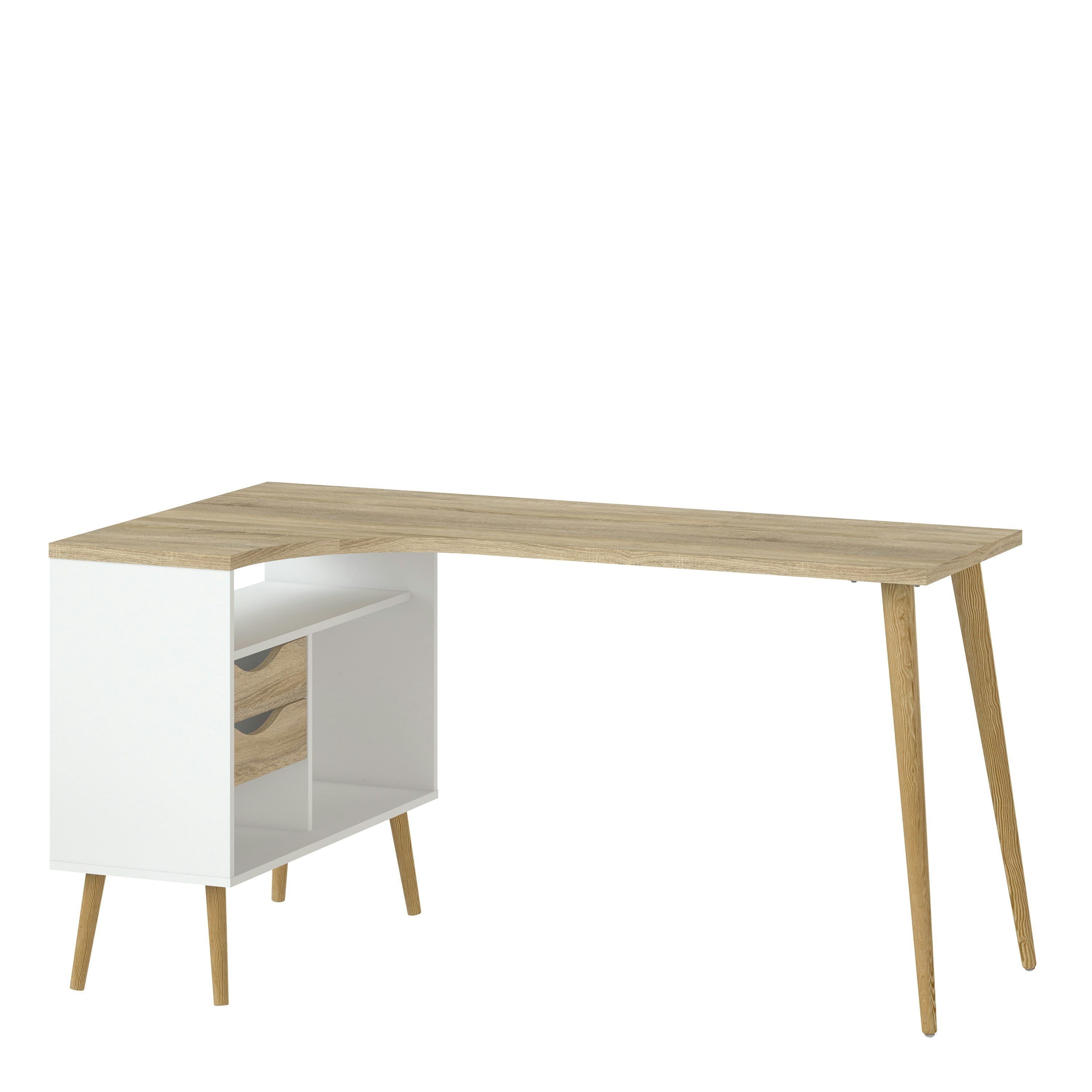 Furniture To Go White Oslo Desk 2 Drawer In And Oak - & Oak - 81 - 75.8
