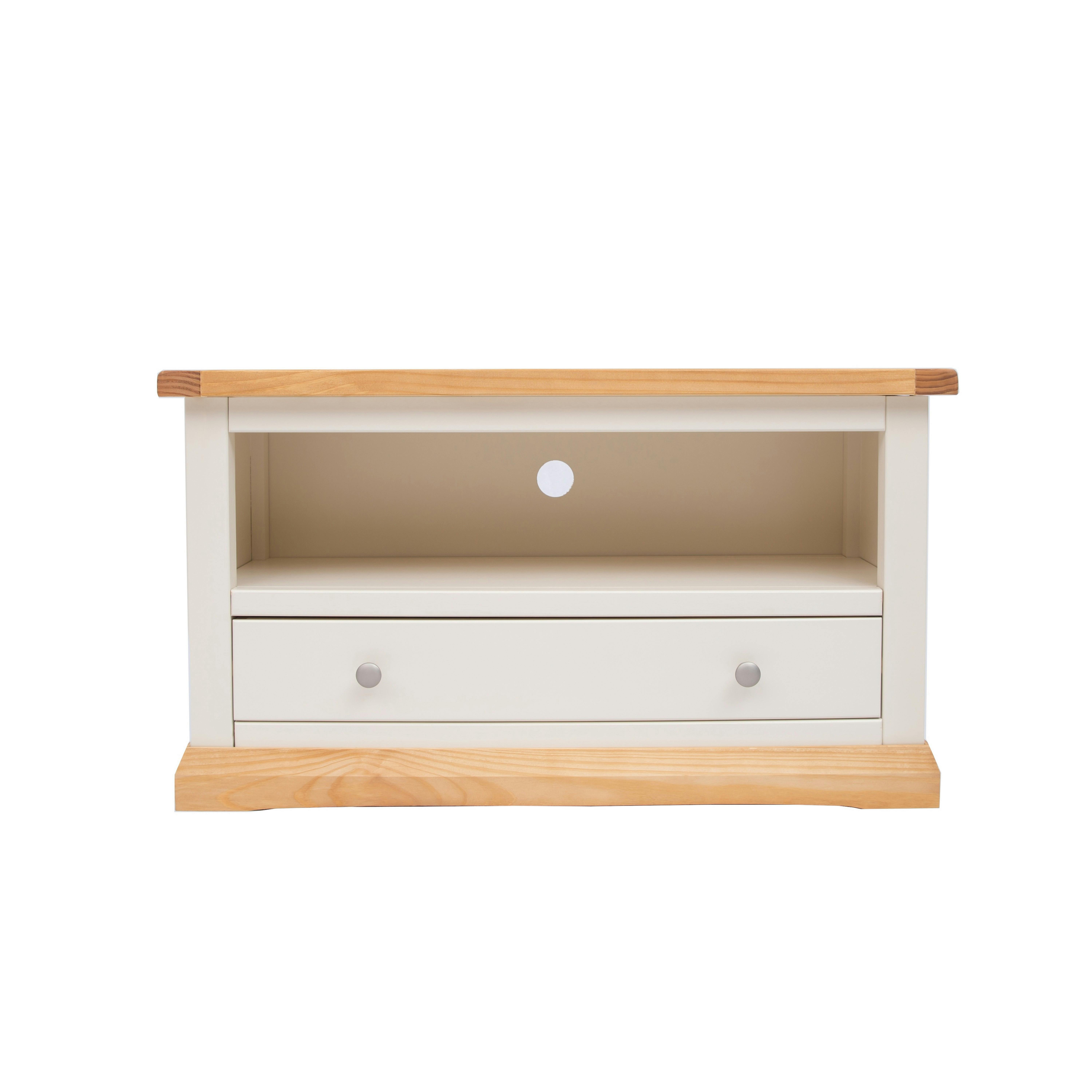 Rackhams White Trevi Off 1 Drawer Tv Cabinet Chrome Knob - Off