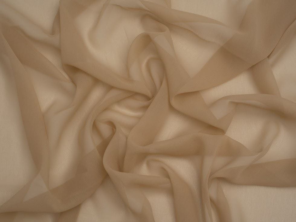 Minerva Light Core Range Sheer Chiffon Fabric - Plain Design Dressmaking Fabric, 110 Cm / 44" Wide - Per Metre - Hazel