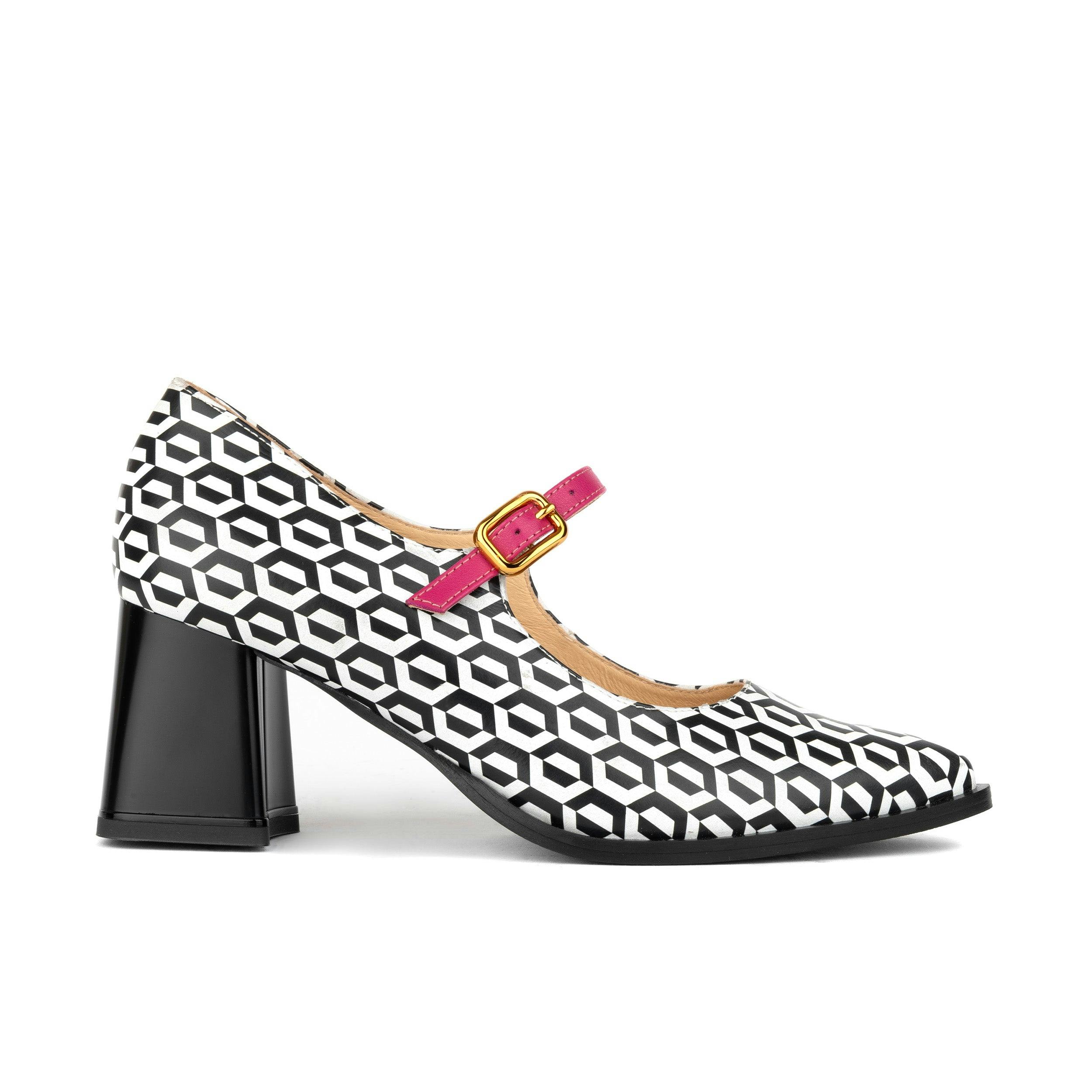 Embassy London Women's Pink Hyde - & Hexa Print - Leather Mary Jane Pump - Uk 3 / Eu 36 / Us 5