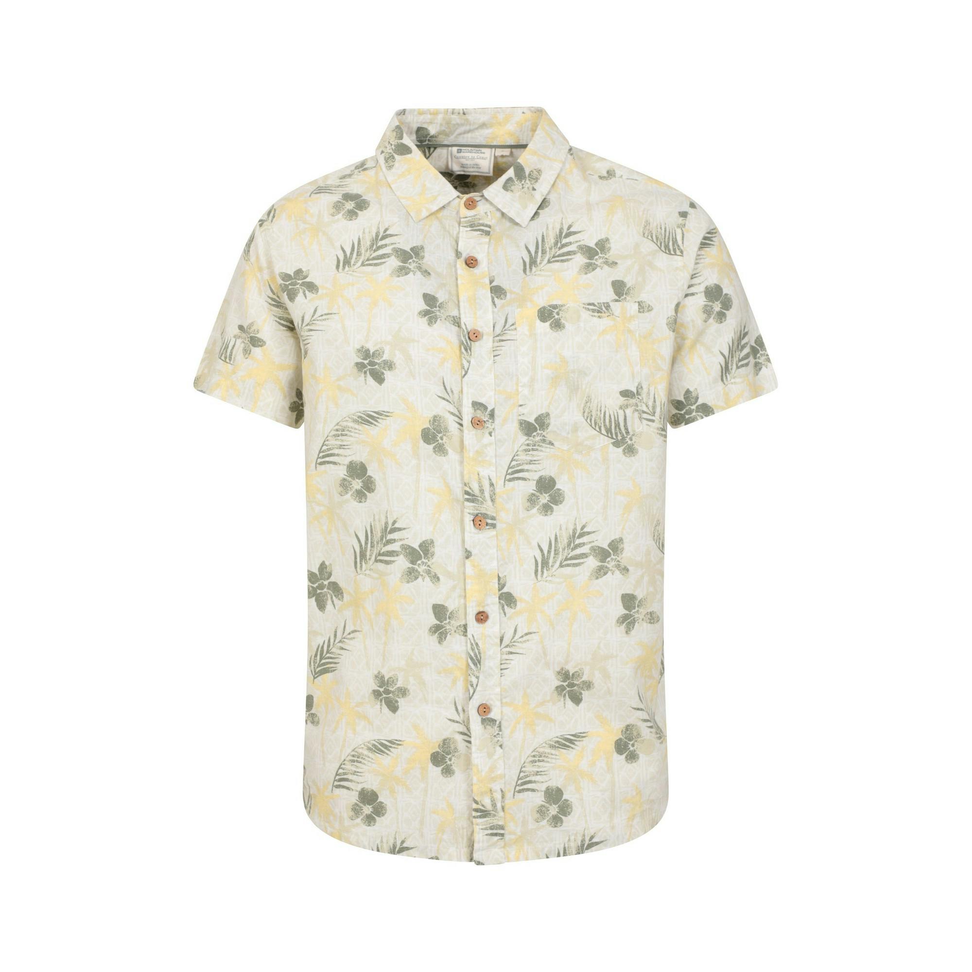 Mountain Warehouse Men's Green Tropical Short-Sleeved Shirt - Pale - 3XL - Pale - 100% Cotton