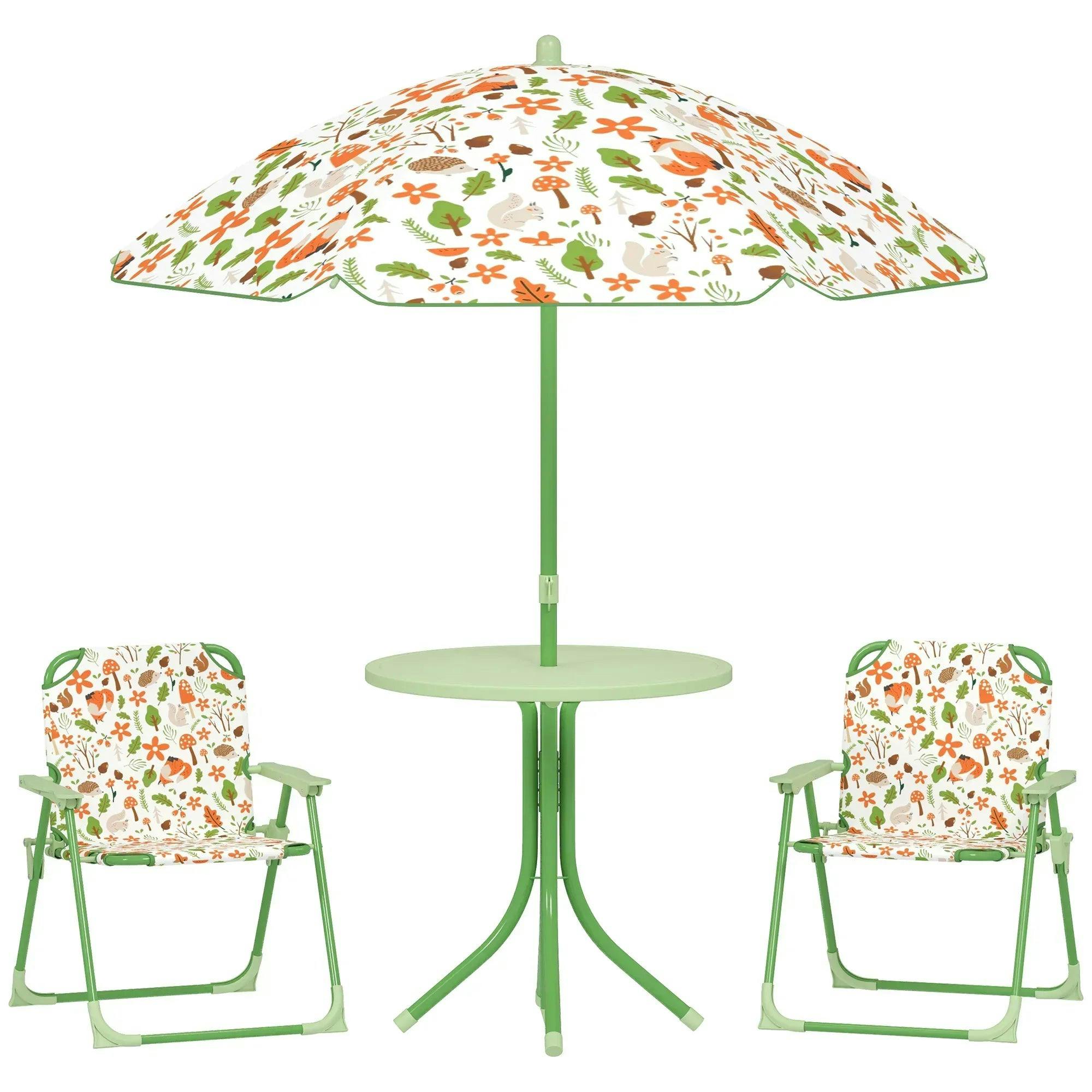 AIYAPLAY Kids Folding Table and Chairs Set - Green - Steel/Polyester - Ages 2-5 - Image 5