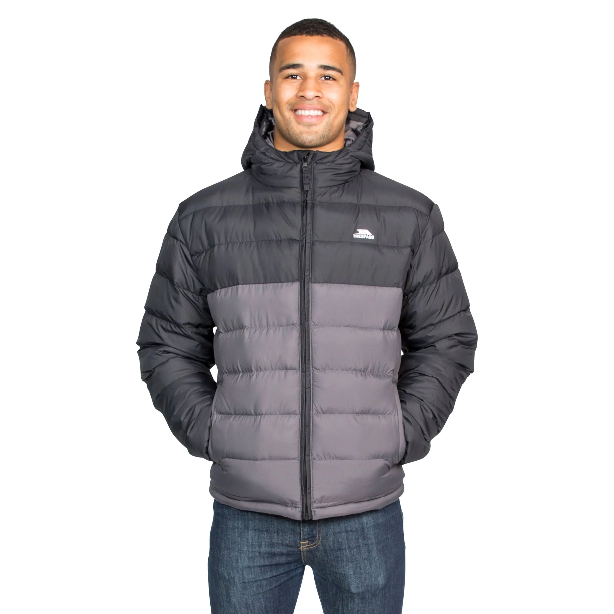 Trespass Men's Black Oskar Padded Water Resistant Jacket - Small