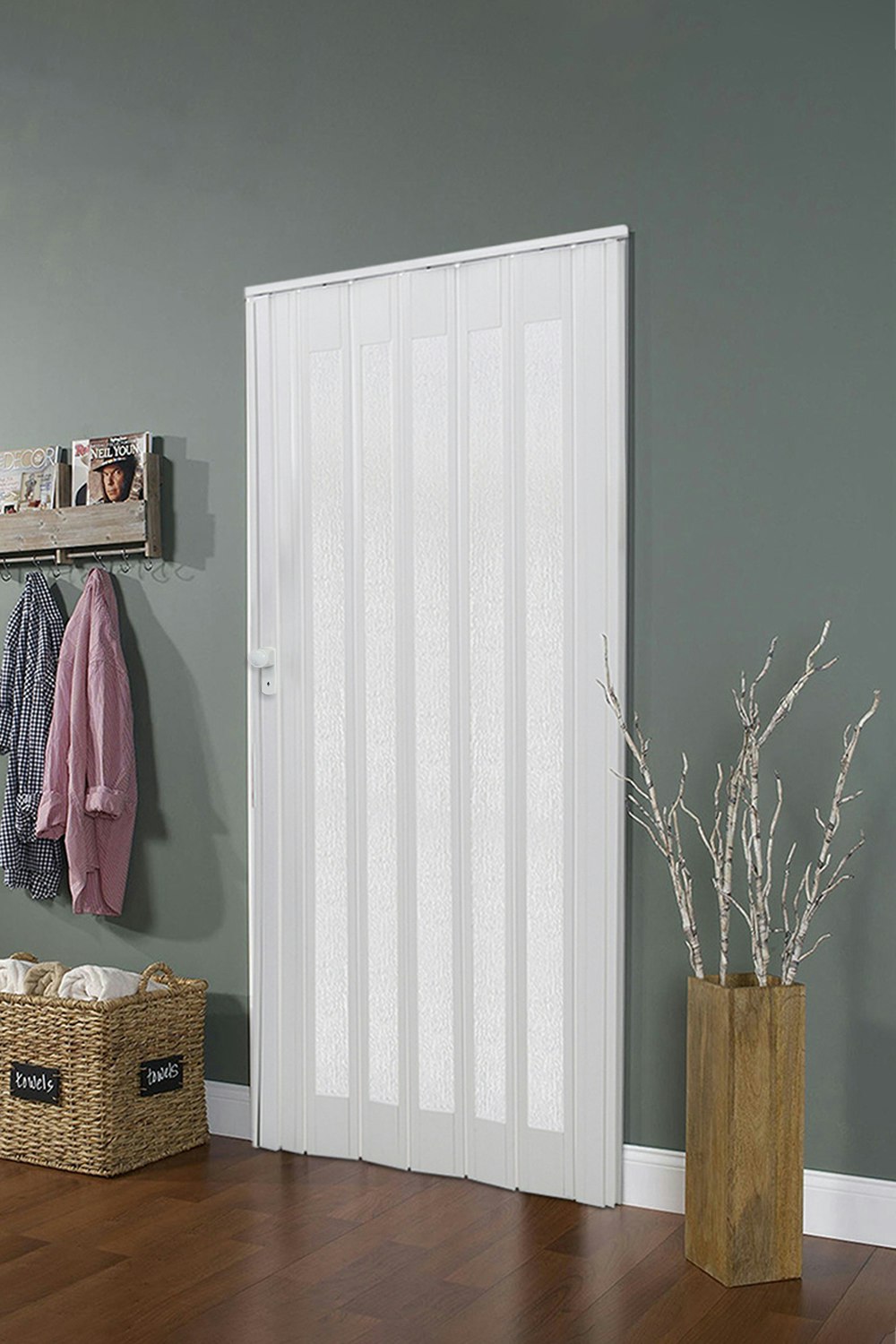 Rackhams White 203X87cm Pvc-Acrylic Folding Partition Door With Wheels & Handle