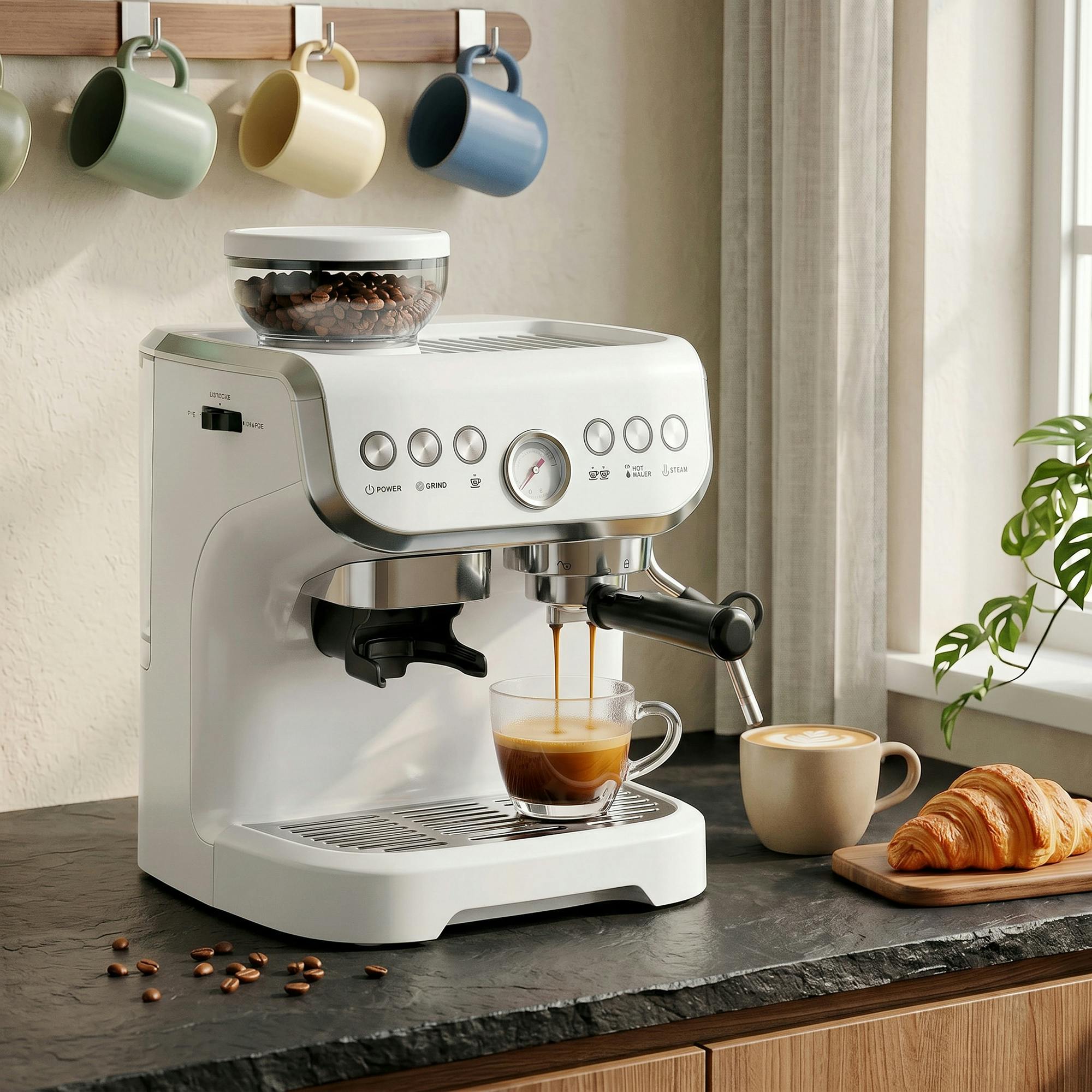 Homcom White Bean To Cup Coffee Machine With Integrated Bean Grinder,