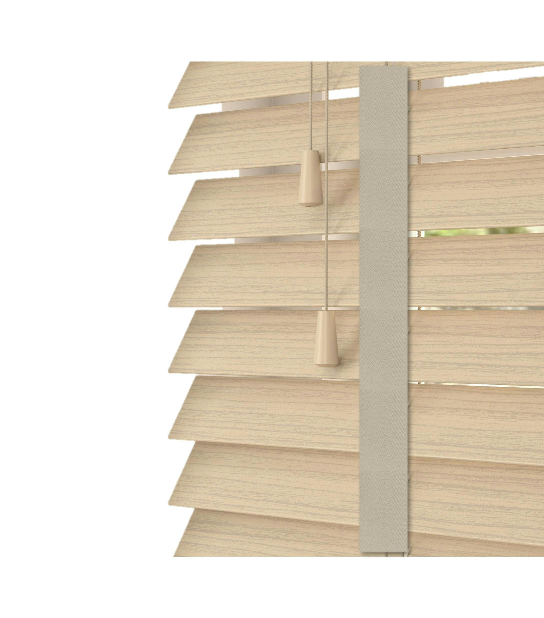 Rackhams Light Natural Oak Faux Wood Venetian Blinds With Tapes (130Cm Drop) - 80Cm