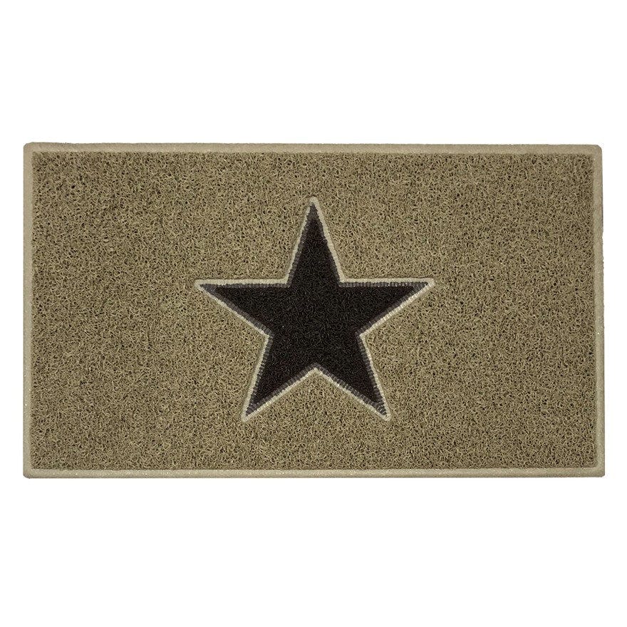 Rackhams Beige/Brown Inlay Star Doormat - With Star - 75Cm X 44Cm