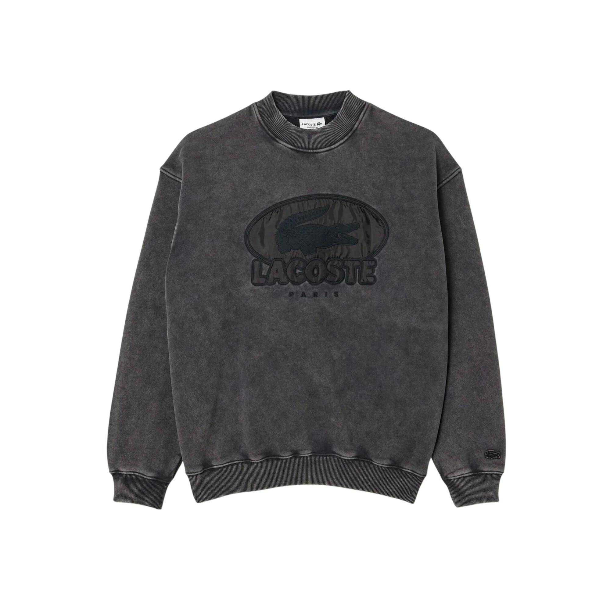 Lacoste Men's Black Embroidered Logo Sweatshirt - S - 100% Cotton