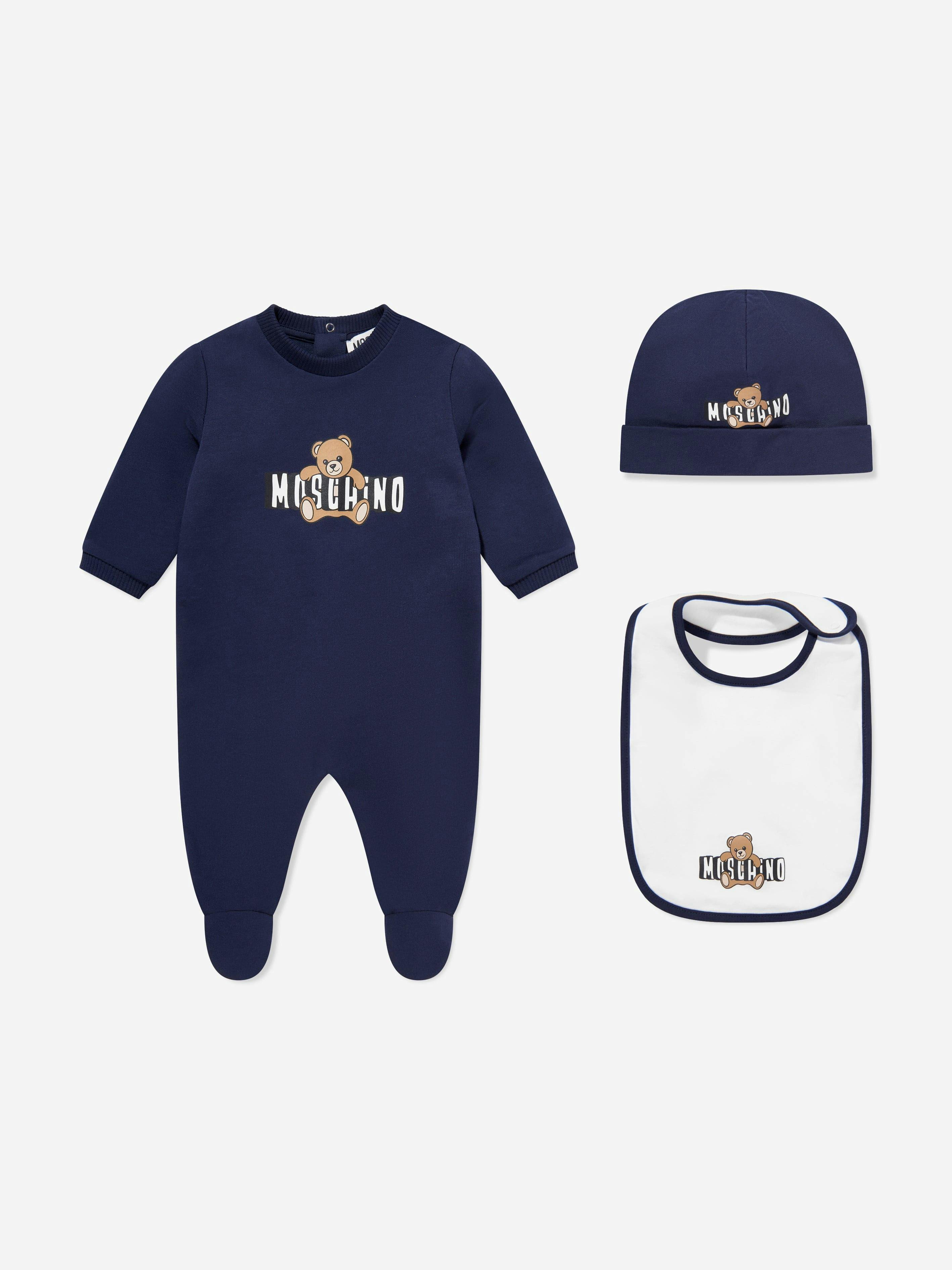 Moschino Kids Moschino Baby Teddy Bear Logo Babygrow Set In Navy - Navy - 3 - 6 Mths