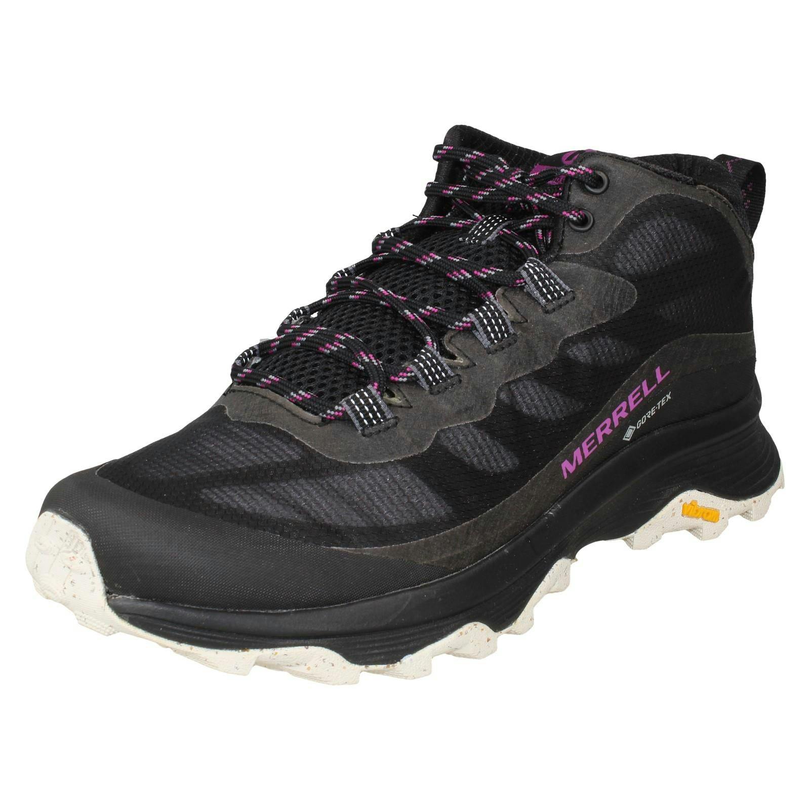 Merrell Women's Black Gore-Tex With A Vibram Sole Walking Boots Moab Speed Mid Gtx - Uk 4