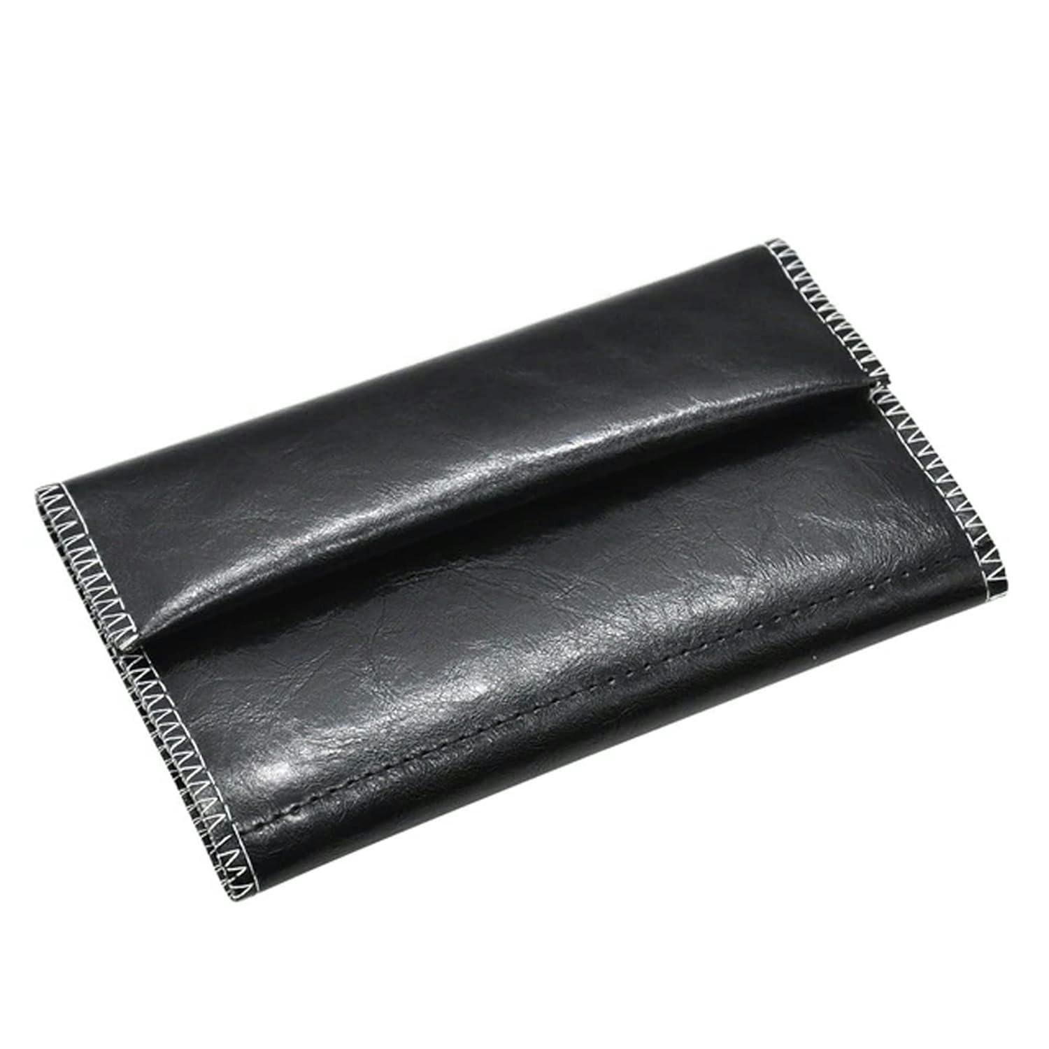 Rackhams Black Handcrafted Pu Leather Tobacco Pouch - Compact Lightweight 6.23 X 3.4 Inches Size For Travel & Daily Use - Durable And Stylish Holder For Smokers