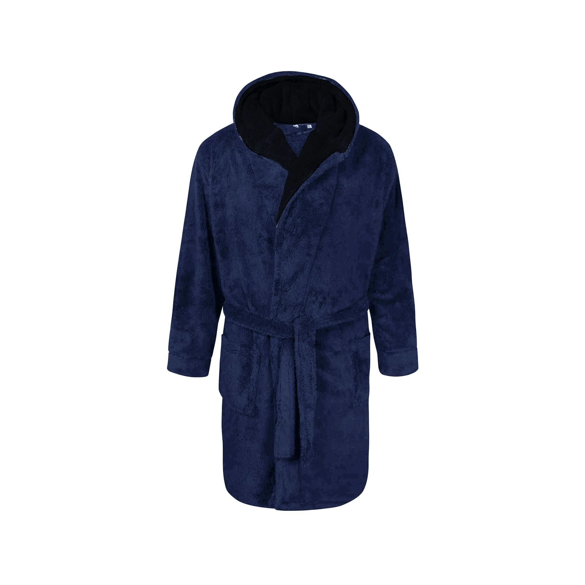 Duke Men's D555 Newquay Hooded Kingsize Dressing Gown - Navy - Navy - 4XL - 100% Polyester