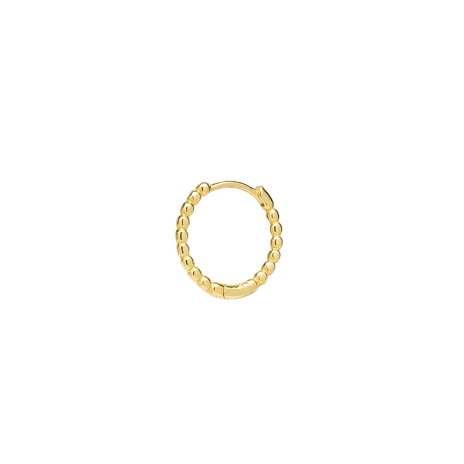 Spero London Gold Fine 14Ct Solid Beaded Hoop Single Earring