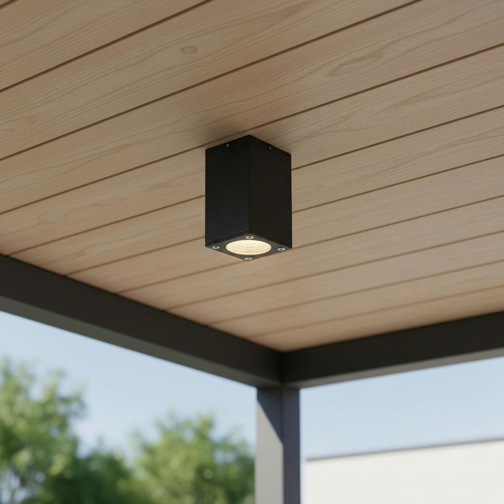 Rackhams Black/Light 5 Watt Square Surface Mount Exterior Soffit