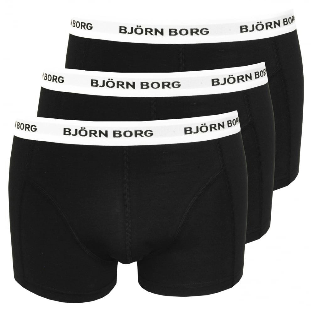 Bjorn Borg White/Black 3-Pack Waistband Boxer Trunks, - Xl