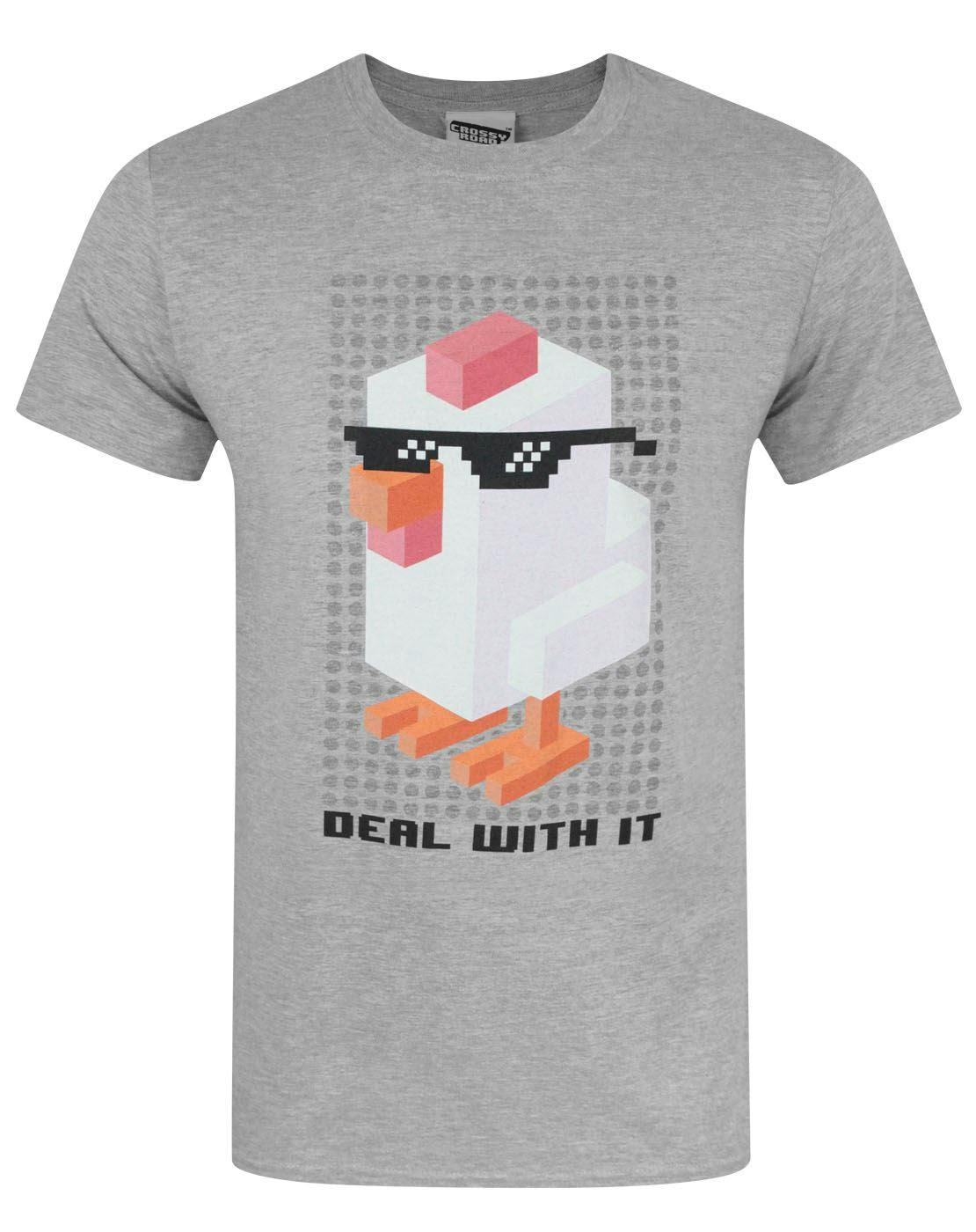 Vanilla Underground Men's Grey Crossy Road Deal With It Short Sleeved T-Shirt - Large