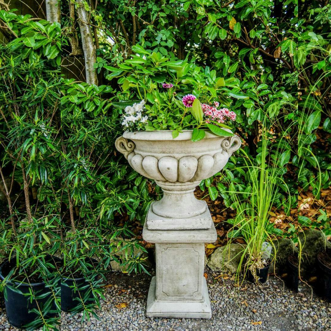 Osn Very Large Stone Cast Garden Urn And Plinth