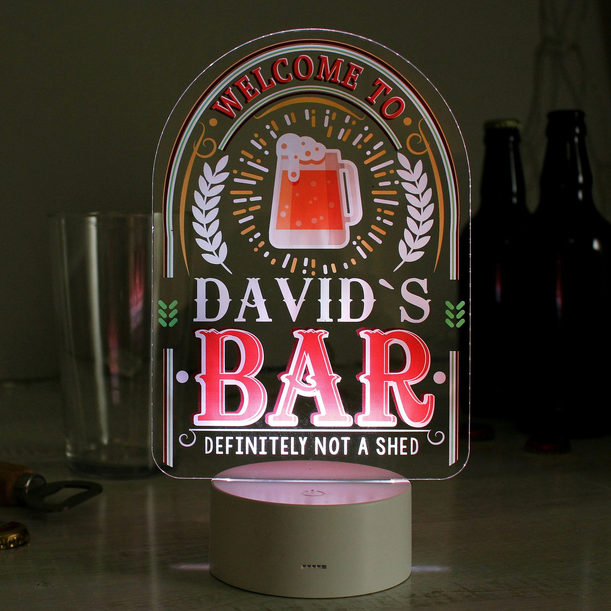 Personalised Memento Company Light/Red/Green Personalised Led Colour Changing Bar Sign
