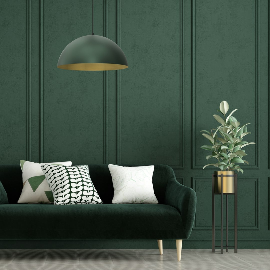 Milagro Green/Gold Beta Hand Made Designer Pendant Lamp 45Cm 1Xe27 In Matt With Interior