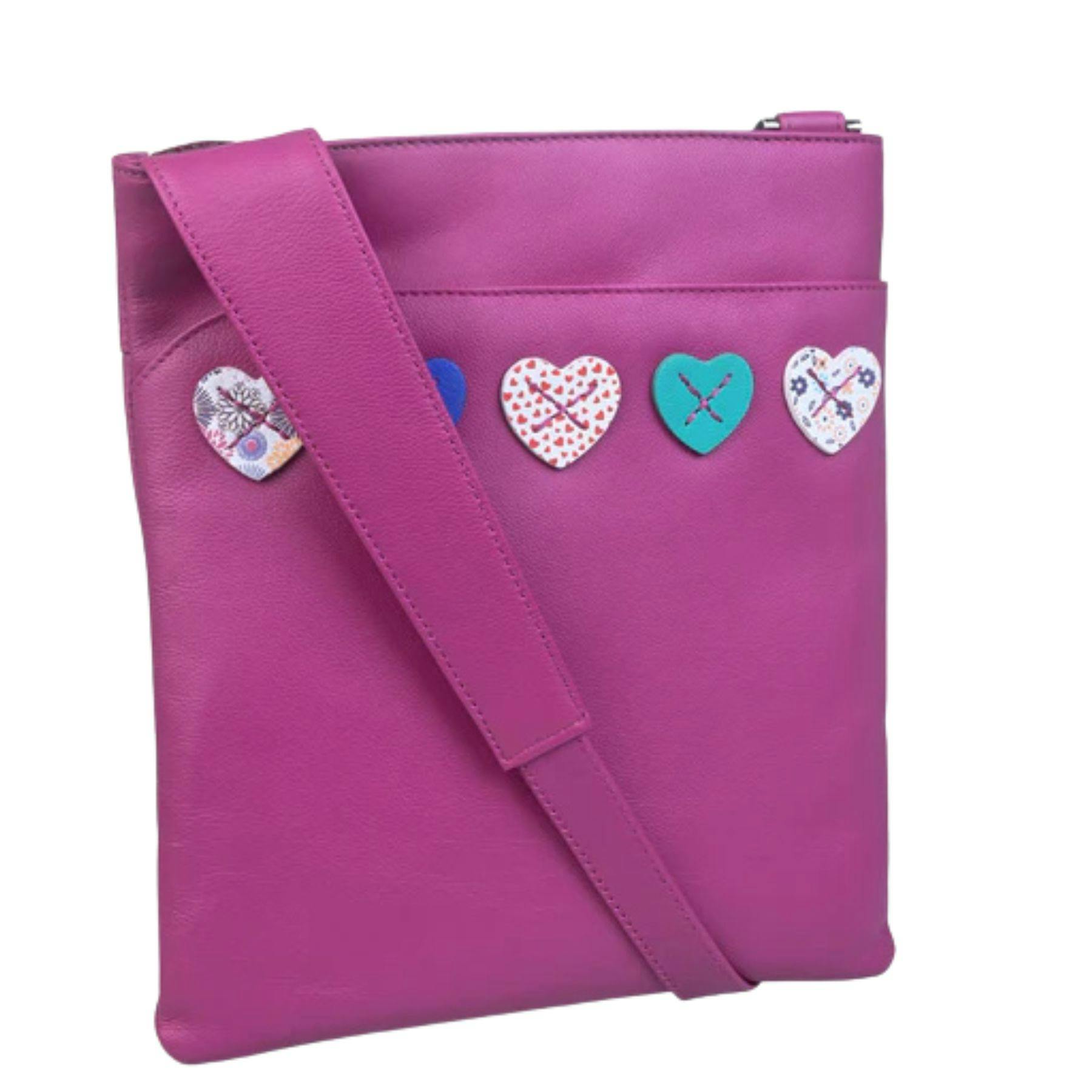 Mala Leather Fuchsia The Anishka Lucy Hearts Cross Body - One Size - Leather