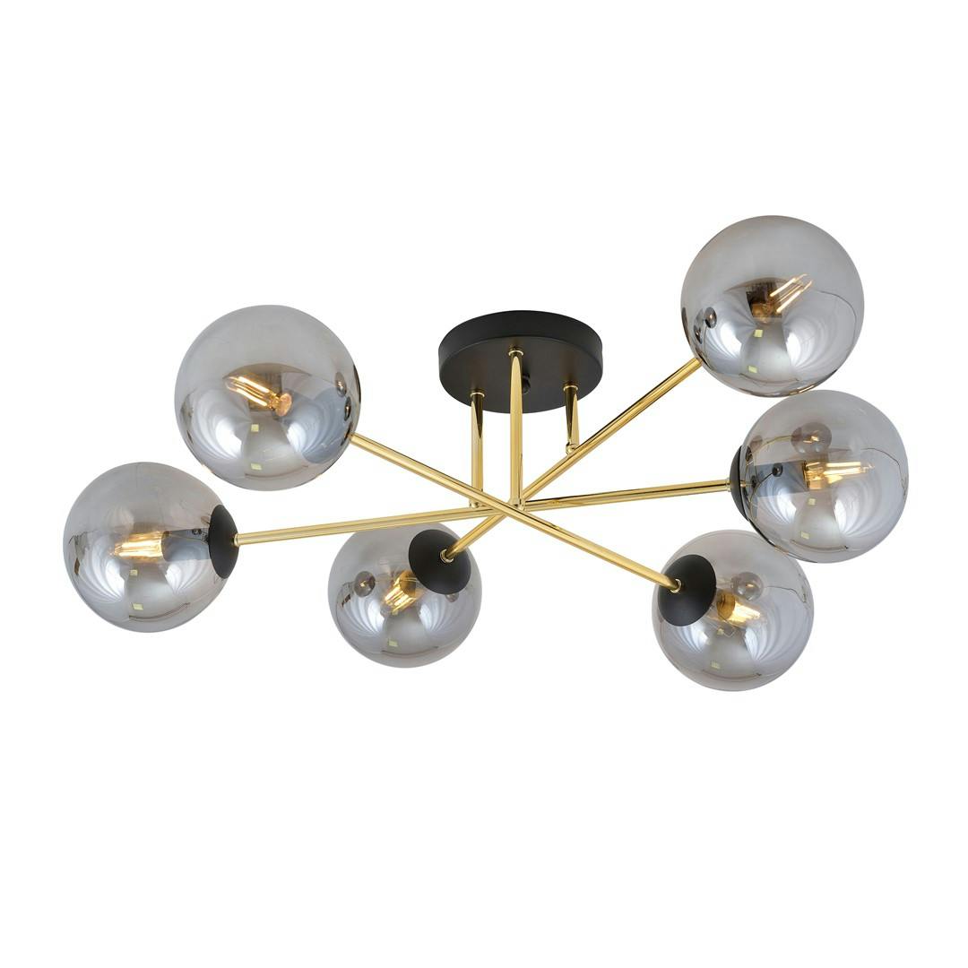 Emibig Black/Gold Magnum Ceiling Lamp 2 X E14 With Graphite Shade