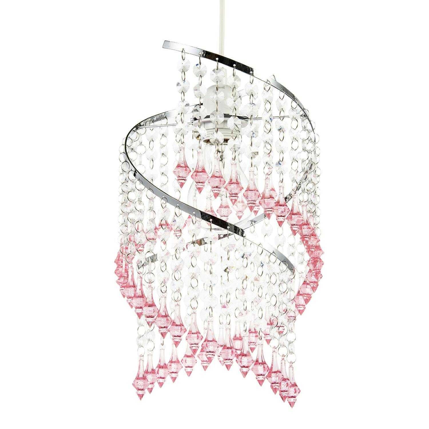 Happy Homewares Pink Modern Spiral Waterfall Pendant Shade With And Clear Acrylic