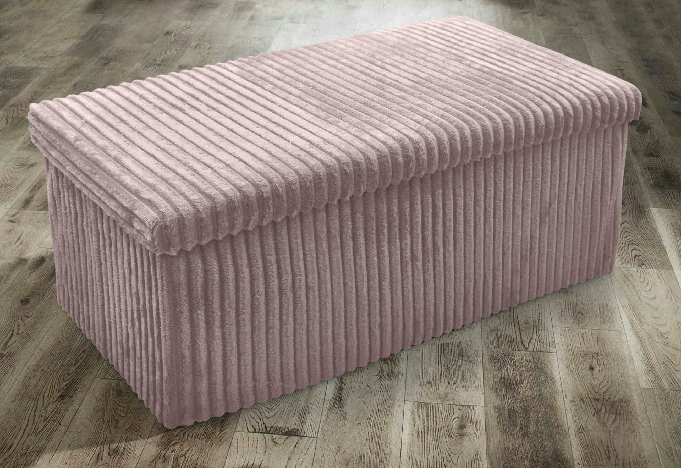 Rackhams Pink Corduroy Storage Ottoman - 76Cm X 38Cm Foldable