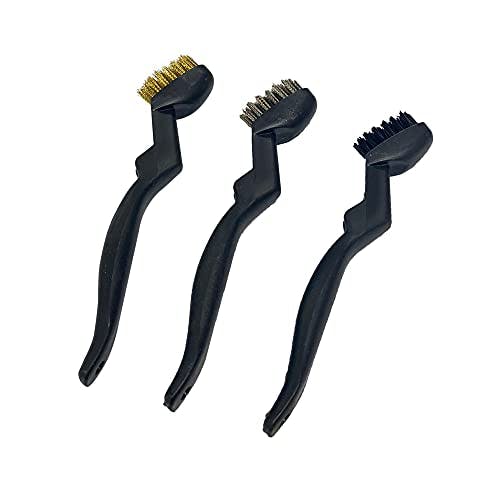 Kav 3 Pieces Sets Stainless Steel Nylon Wire Durable Brush Cleaning Paint Metal Rust Remover Brushes, For Cleaning Welding Slag And Rust, Bbq Grill