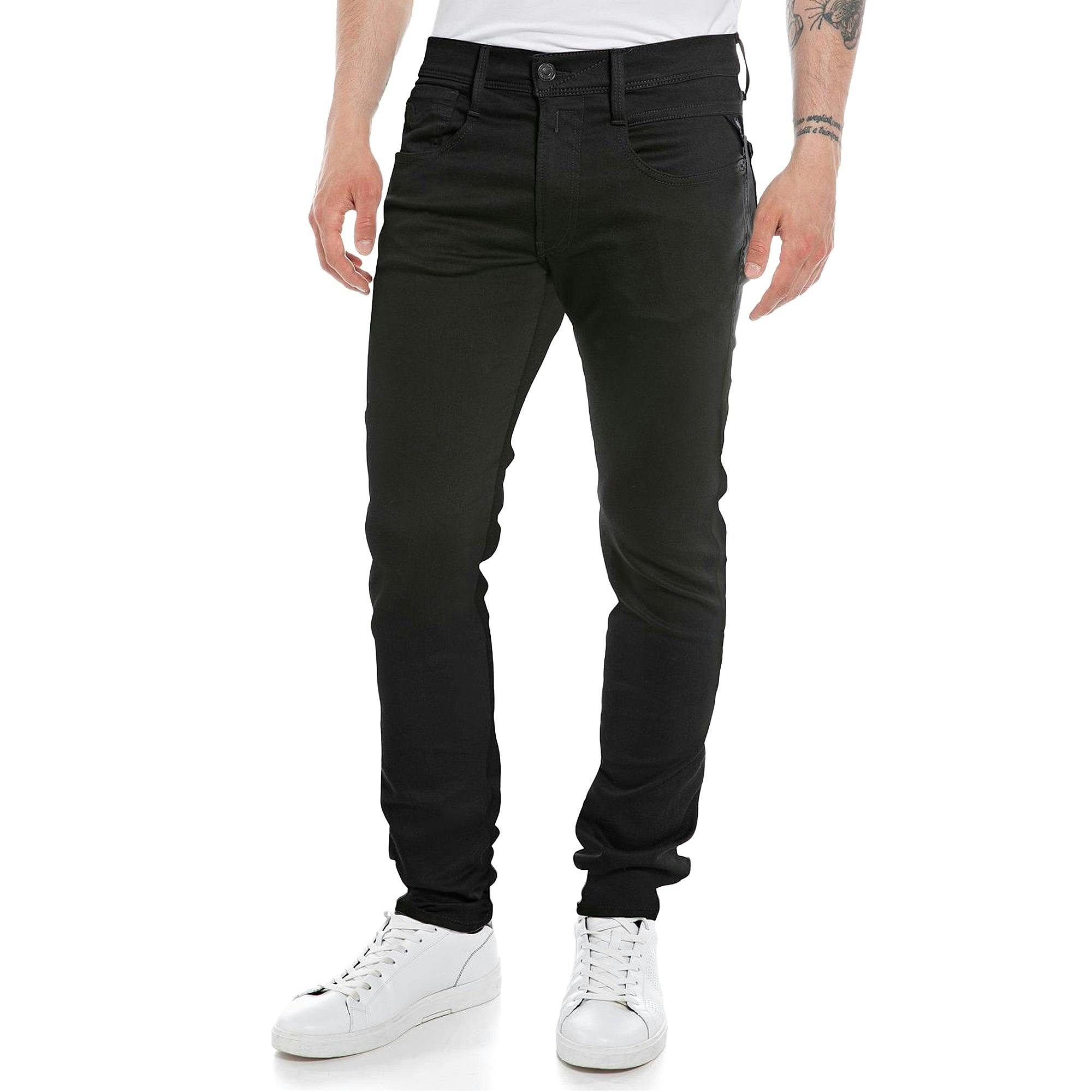 Replay Black/Dark Hyperflex Anbass Slim Tapered Jeans - Jet Forever - 32/32