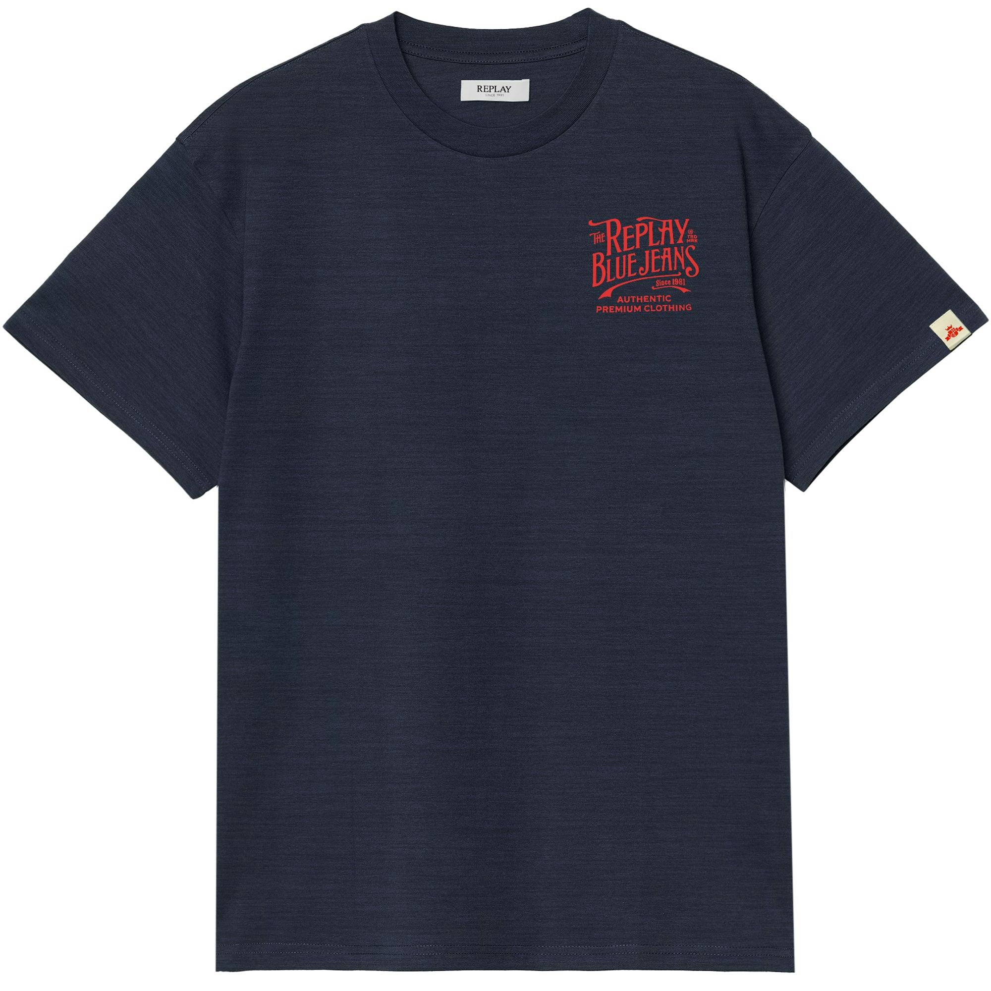 Replay Men's Blue Royal Eagle Back Print T-Shirt - Medium - Small